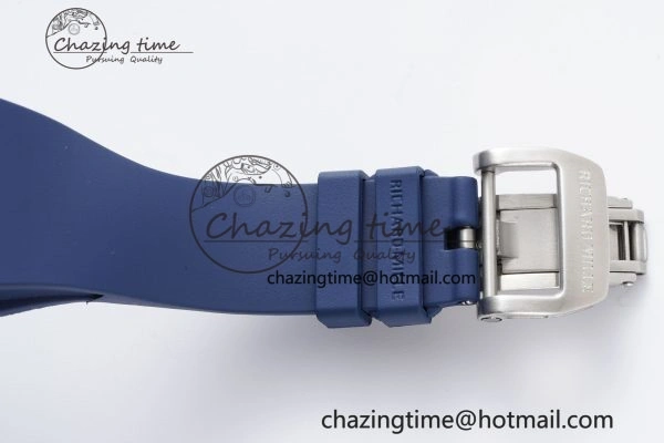 RM53-02 Blue Transparent Tourbillon RMF Best Edition Skeleton Dial on Blue Rubber Strap