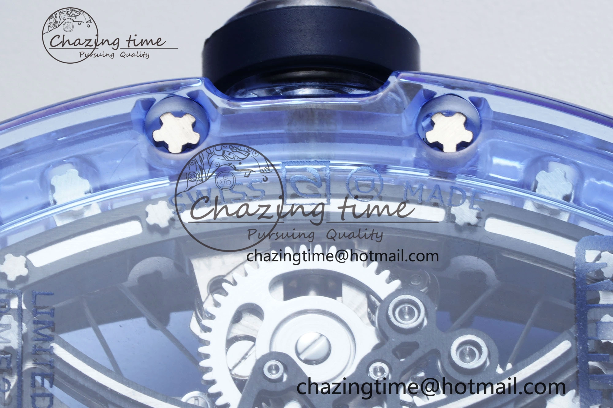 RM53-02 Blue Transparent Tourbillon RMF Best Edition Skeleton Dial on Blue Rubber Strap