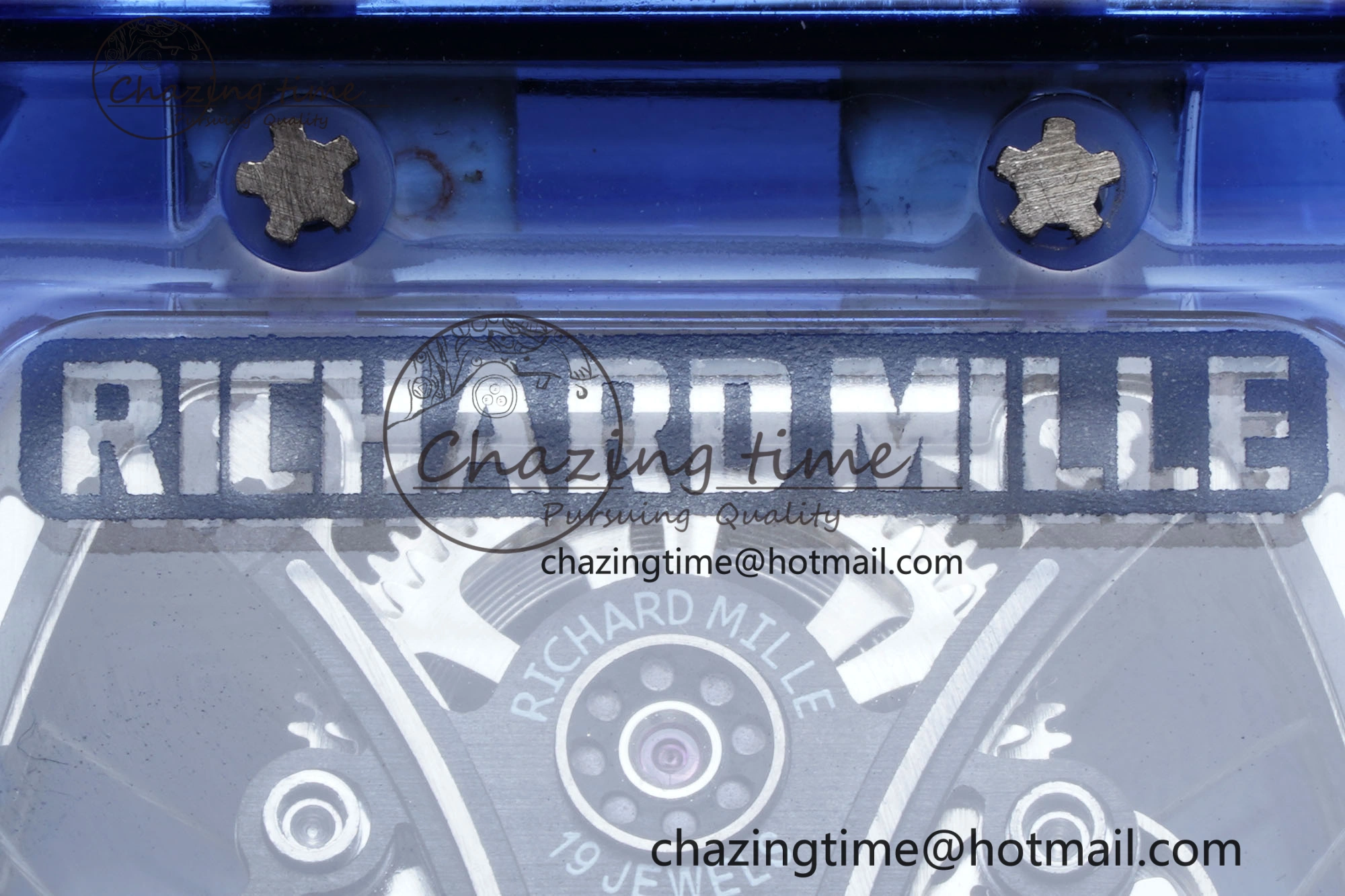 RM53-02 Blue Transparent Tourbillon RMF Best Edition Skeleton Dial on Blue Rubber Strap