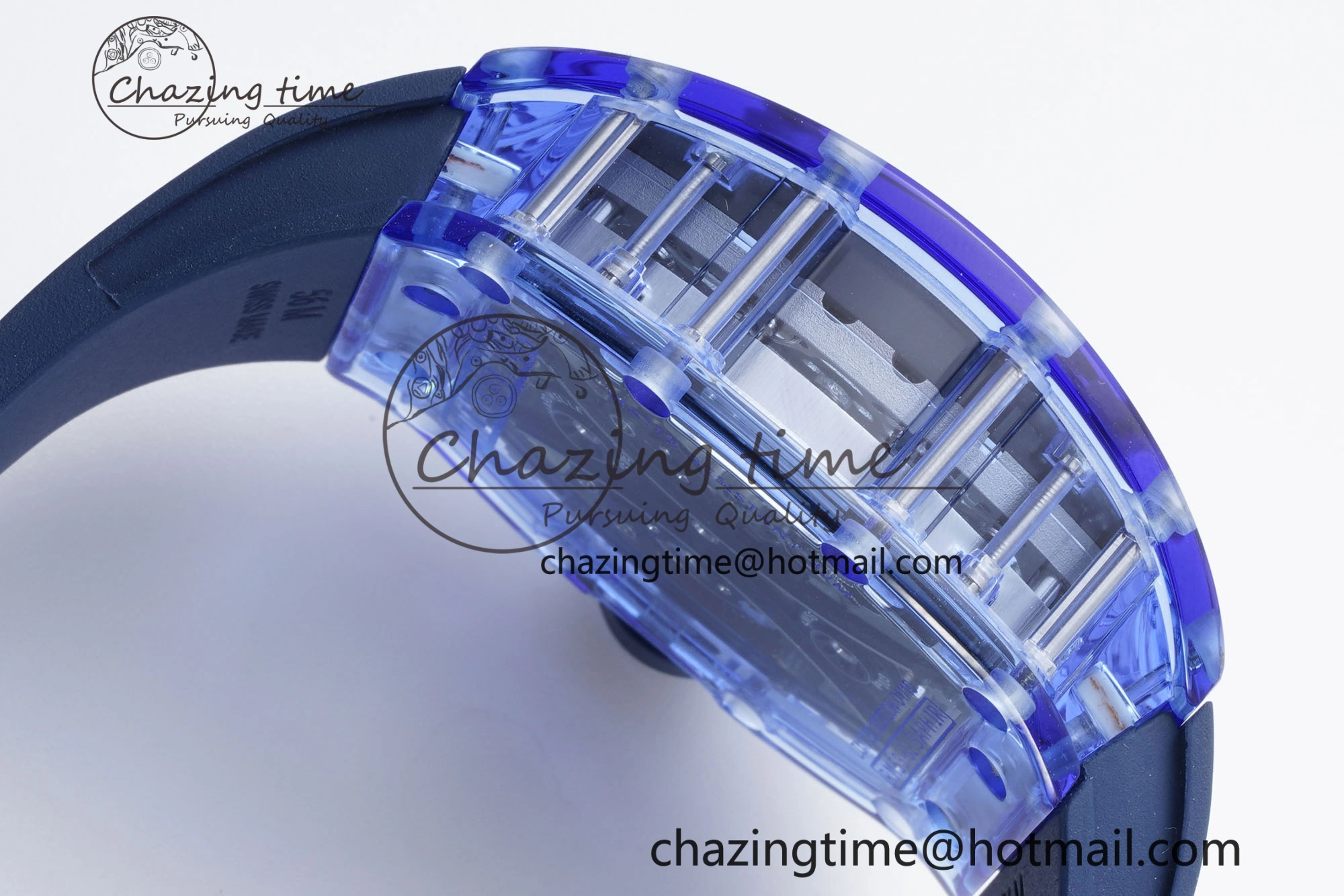RM53-02 Blue Transparent Tourbillon RMF Best Edition Skeleton Dial on Blue Rubber Strap