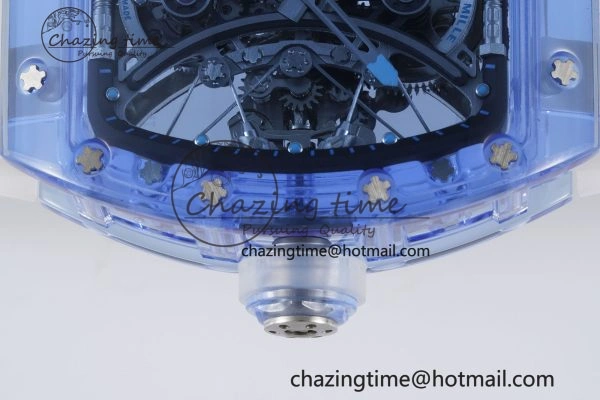RM53-02 Blue Transparent Tourbillon RMF Best Edition Skeleton Dial on Transparent Rubber Strap
