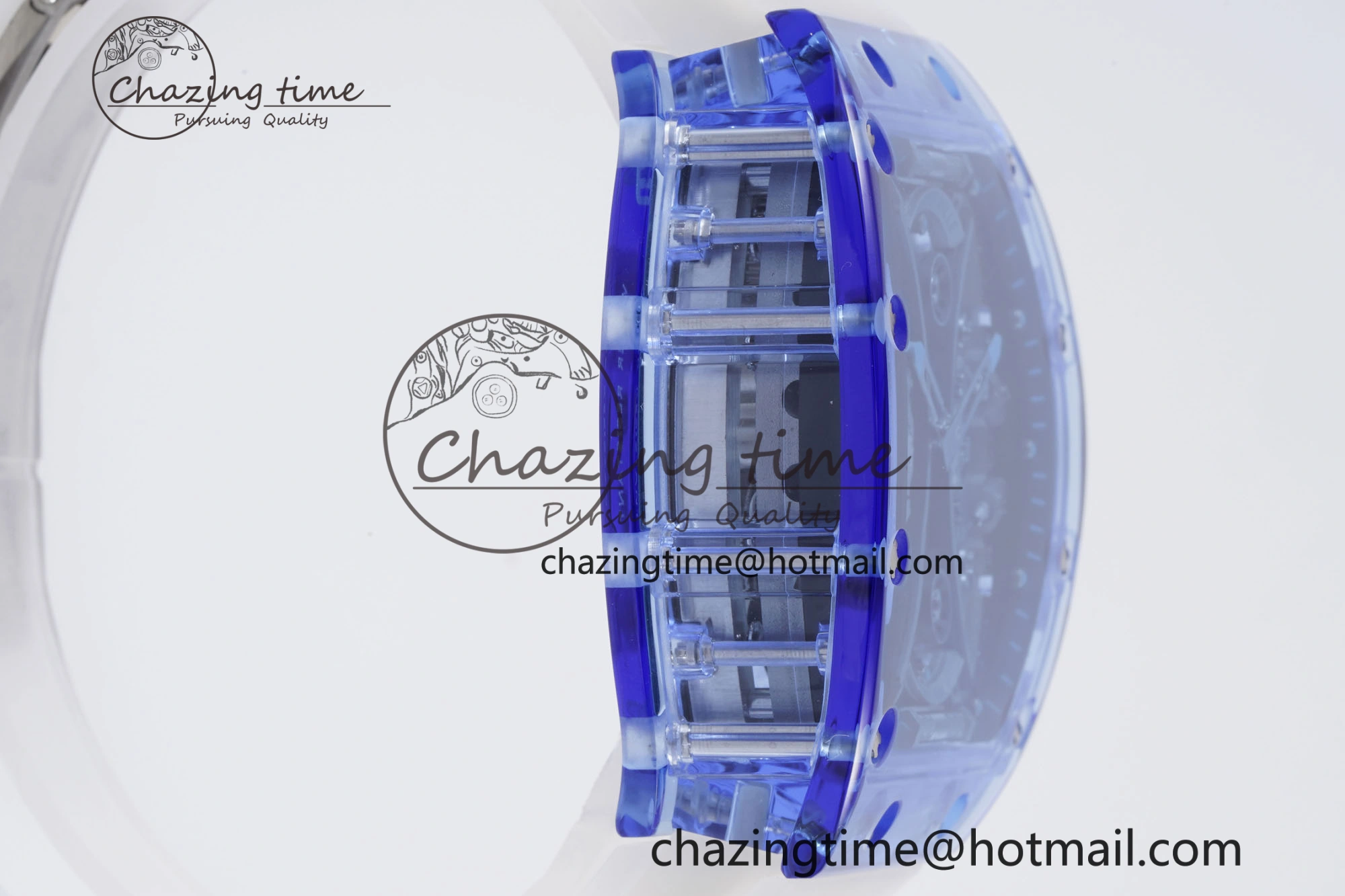 RM53-02 Blue Transparent Tourbillon RMF Best Edition Skeleton Dial on Transparent Rubber Strap