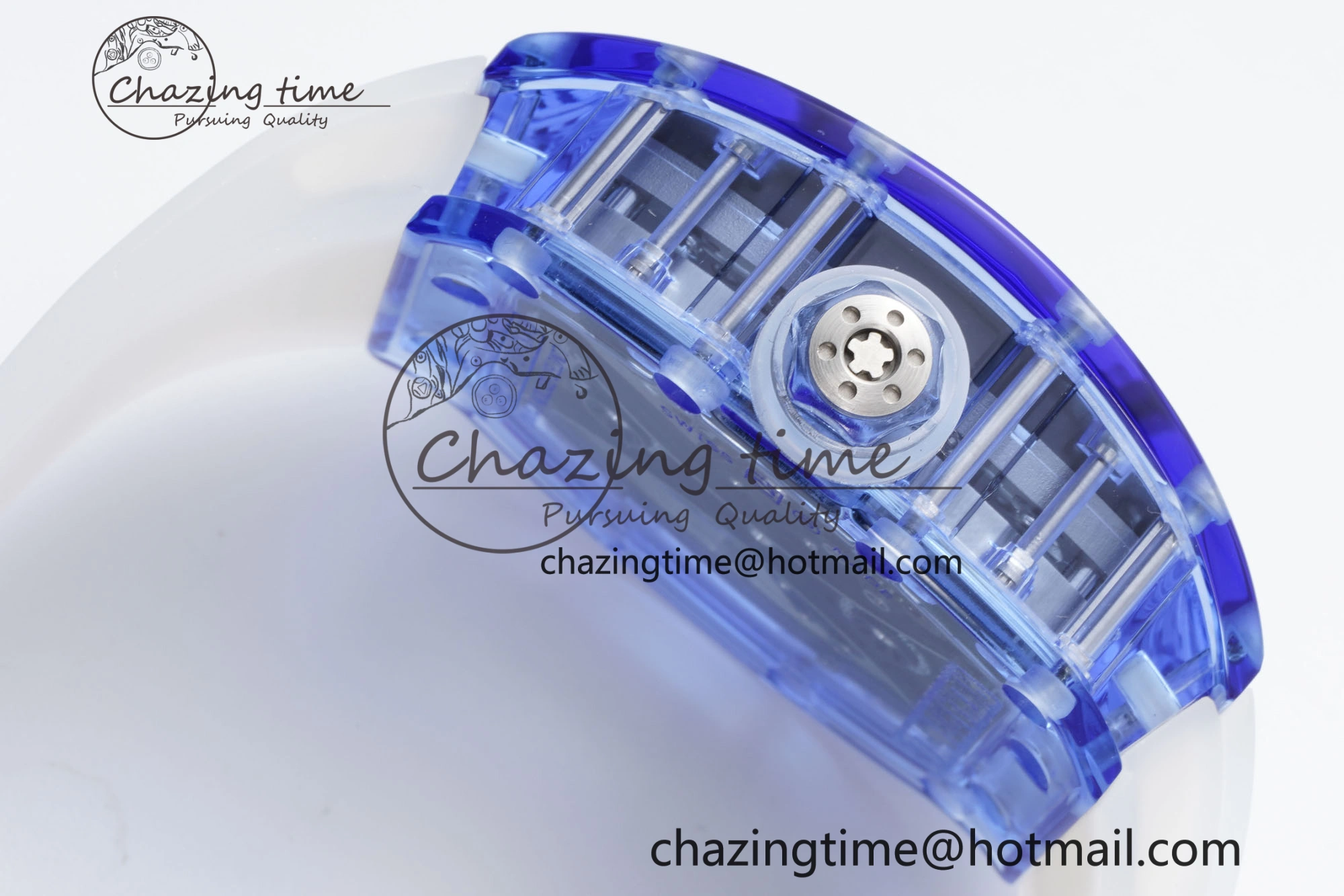 RM53-02 Blue Transparent Tourbillon RMF Best Edition Skeleton Dial on Transparent Rubber Strap
