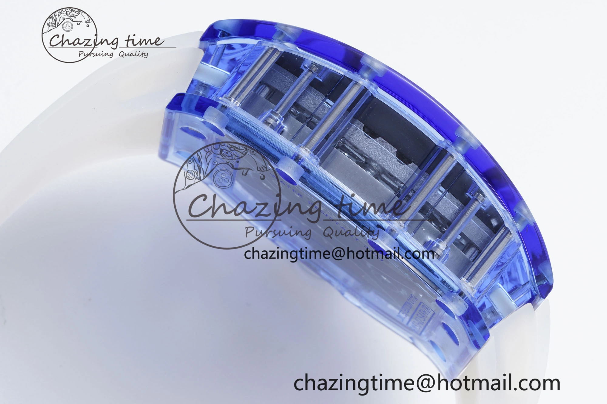RM53-02 Blue Transparent Tourbillon RMF Best Edition Skeleton Dial on Transparent Rubber Strap