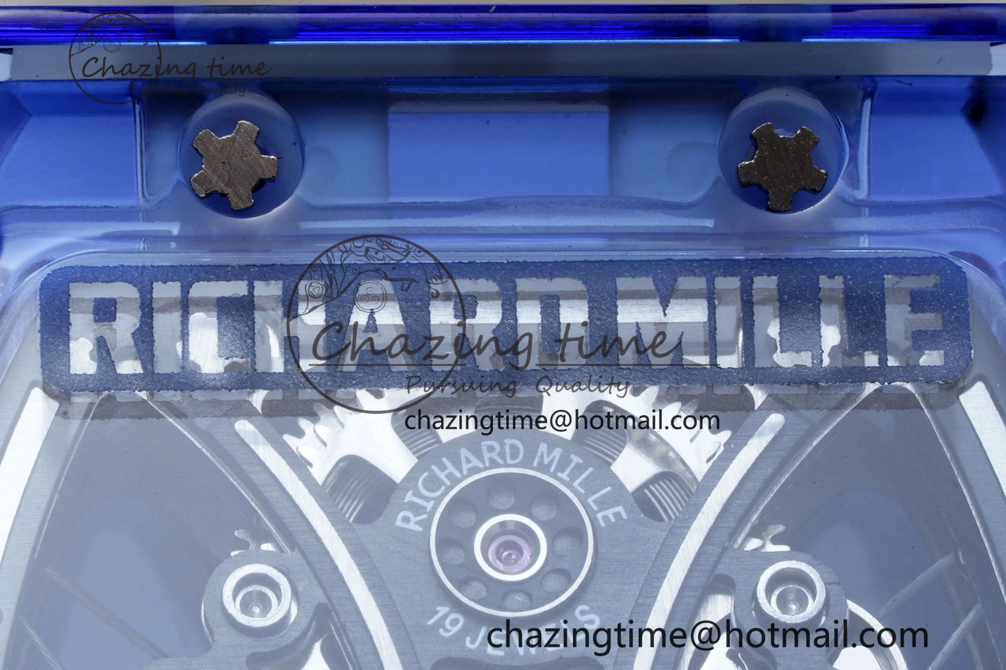 RM53-02 Blue Transparent Tourbillon RMF Best Edition Skeleton Dial on Transparent Rubber Strap