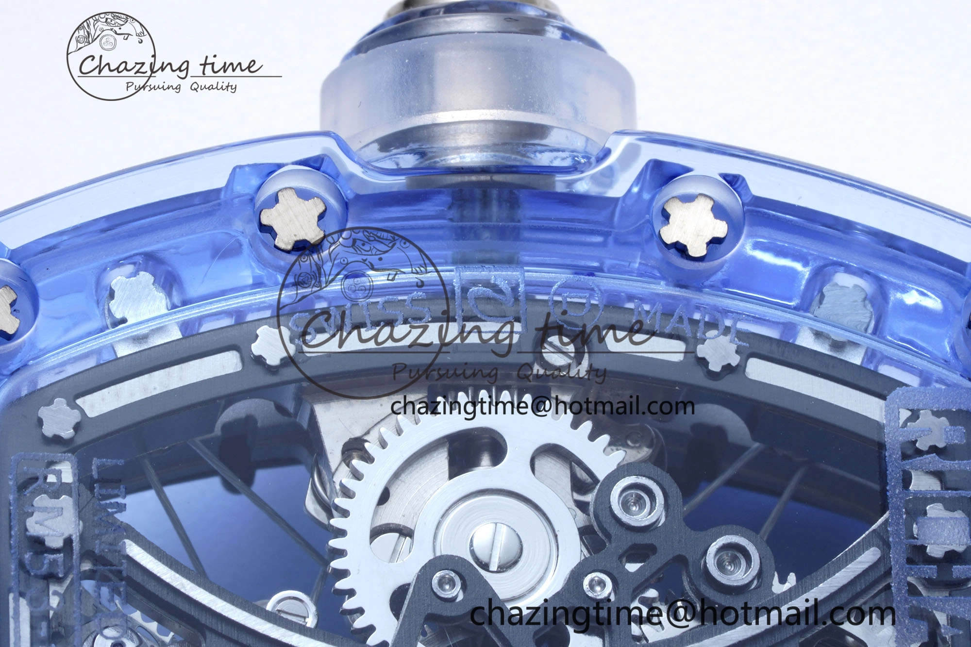 RM53-02 Blue Transparent Tourbillon RMF Best Edition Skeleton Dial on Transparent Rubber Strap
