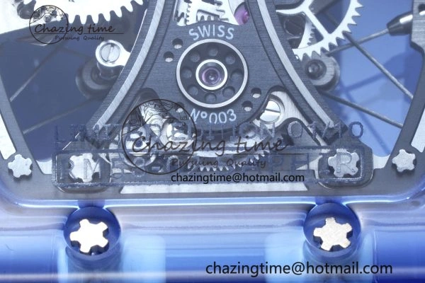 RM53-02 Blue Transparent Tourbillon RMF Best Edition Skeleton Dial on Transparent Rubber Strap