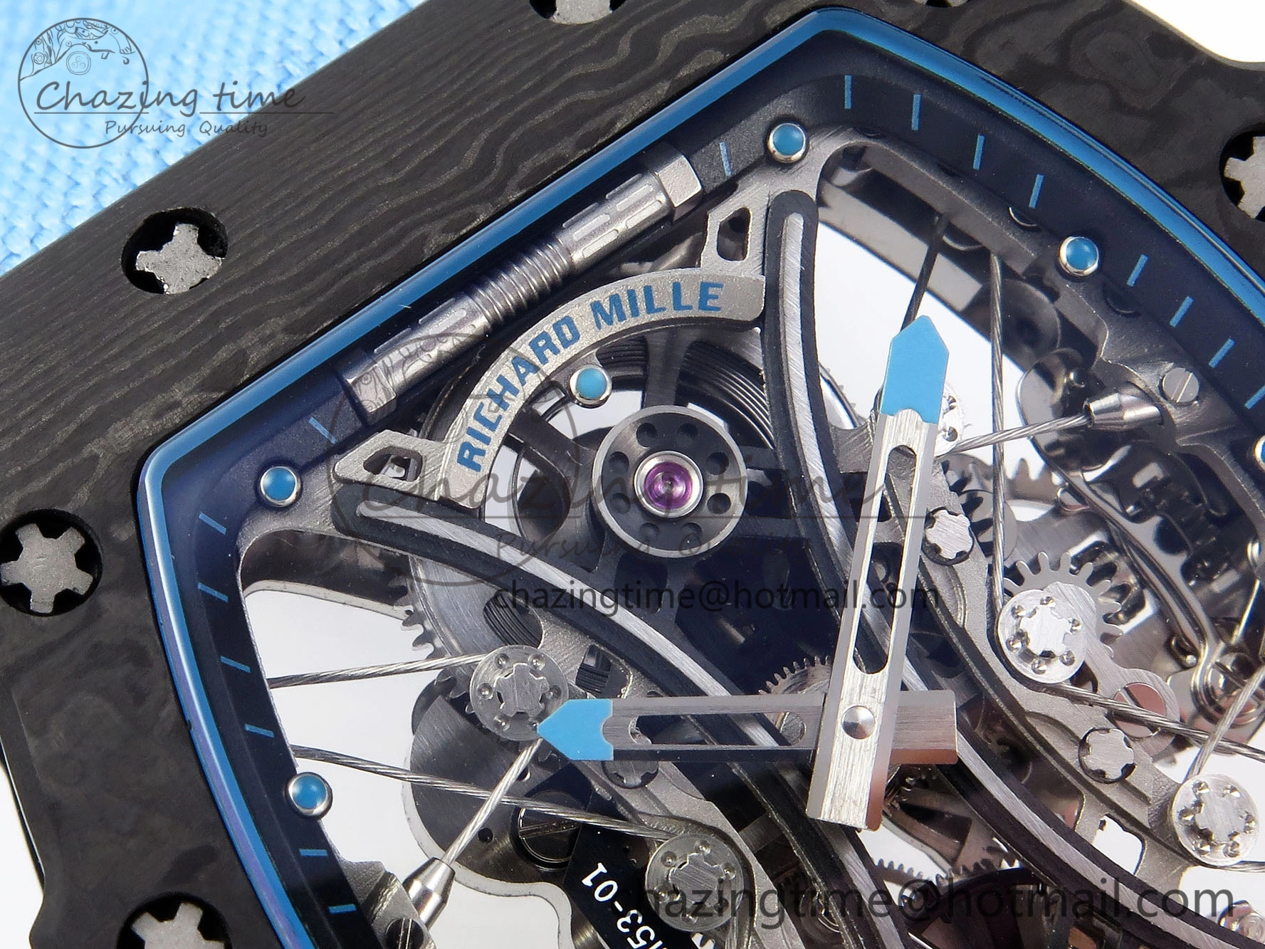 RM53-02 TOURBILLON CARBON RMF BEST EDITION SKELETON DIAL ON BLUE NYLON STRAP