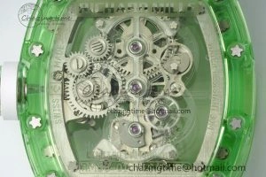 RM56-01 Green Transparent Tourbillon RMF Best Edition Skeleton Dial on White Rubber Strap