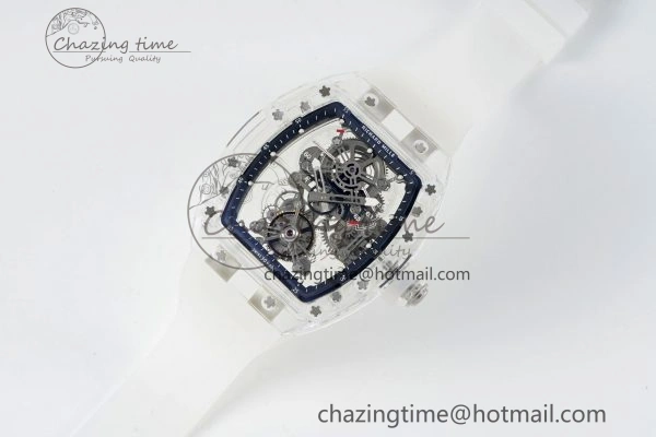 RM56-01 Transparent Tourbillon RMF Best Edition Skeleton Dial Black Inner Bezel on Transparent Rubber Strap