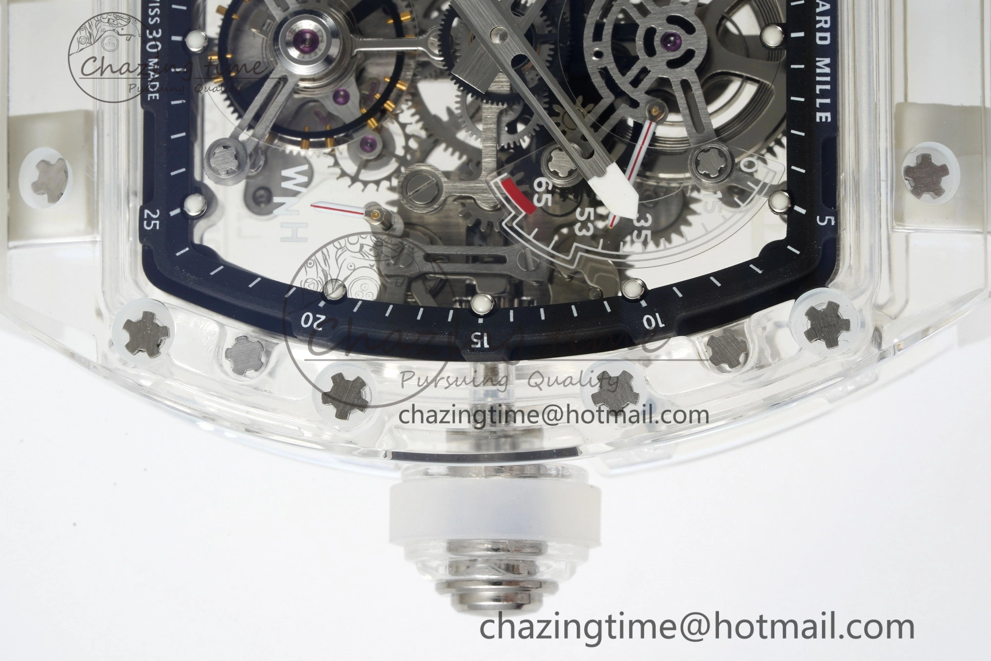 RM56-01 Transparent Tourbillon RMF Best Edition Skeleton Dial Black Inner Bezel on Transparent Rubber Strap