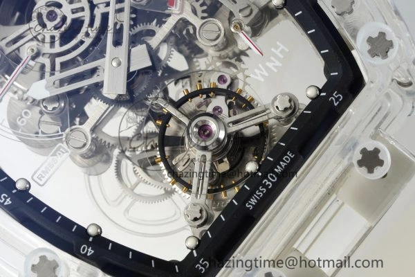 RM56-01 Transparent Tourbillon RMF Best Edition Skeleton Dial Black Inner Bezel on Transparent Rubber Strap