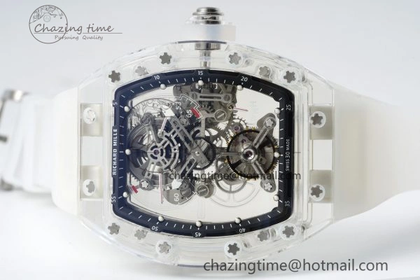 RM56-01 Transparent Tourbillon RMF Best Edition Skeleton Dial Black Inner Bezel on Transparent Rubber Strap