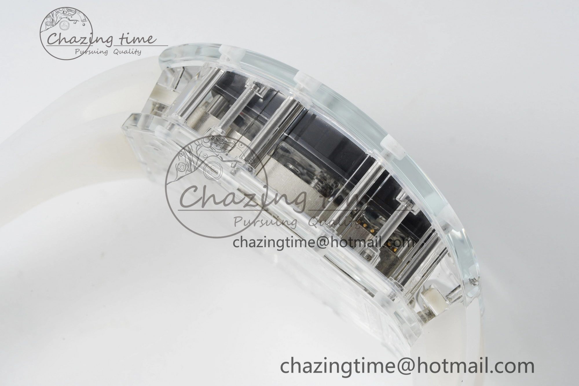 RM56-01 Transparent Tourbillon RMF Best Edition Skeleton Dial Black Inner Bezel on Transparent Rubber Strap