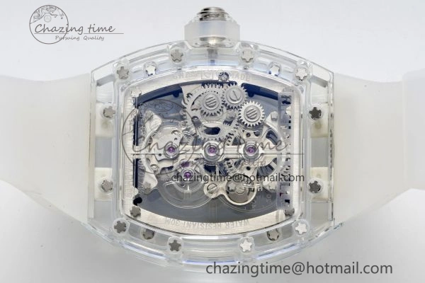 RM56-01 Transparent Tourbillon RMF Best Edition Skeleton Dial Black Inner Bezel on Transparent Rubber Strap