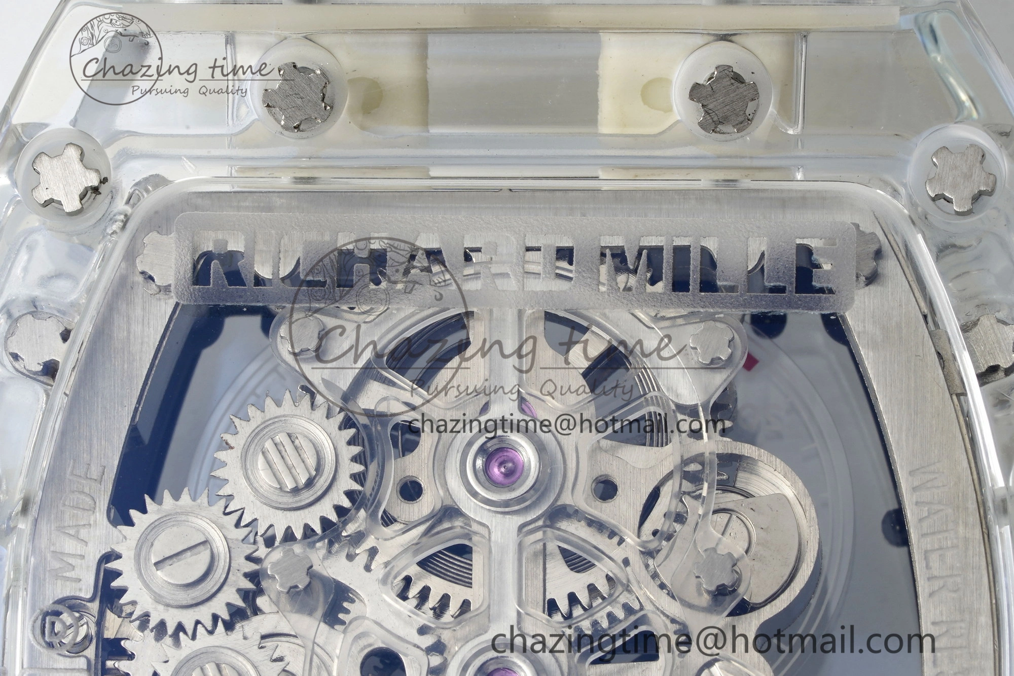 RM56-01 Transparent Tourbillon RMF Best Edition Skeleton Dial Black Inner Bezel on Transparent Rubber Strap