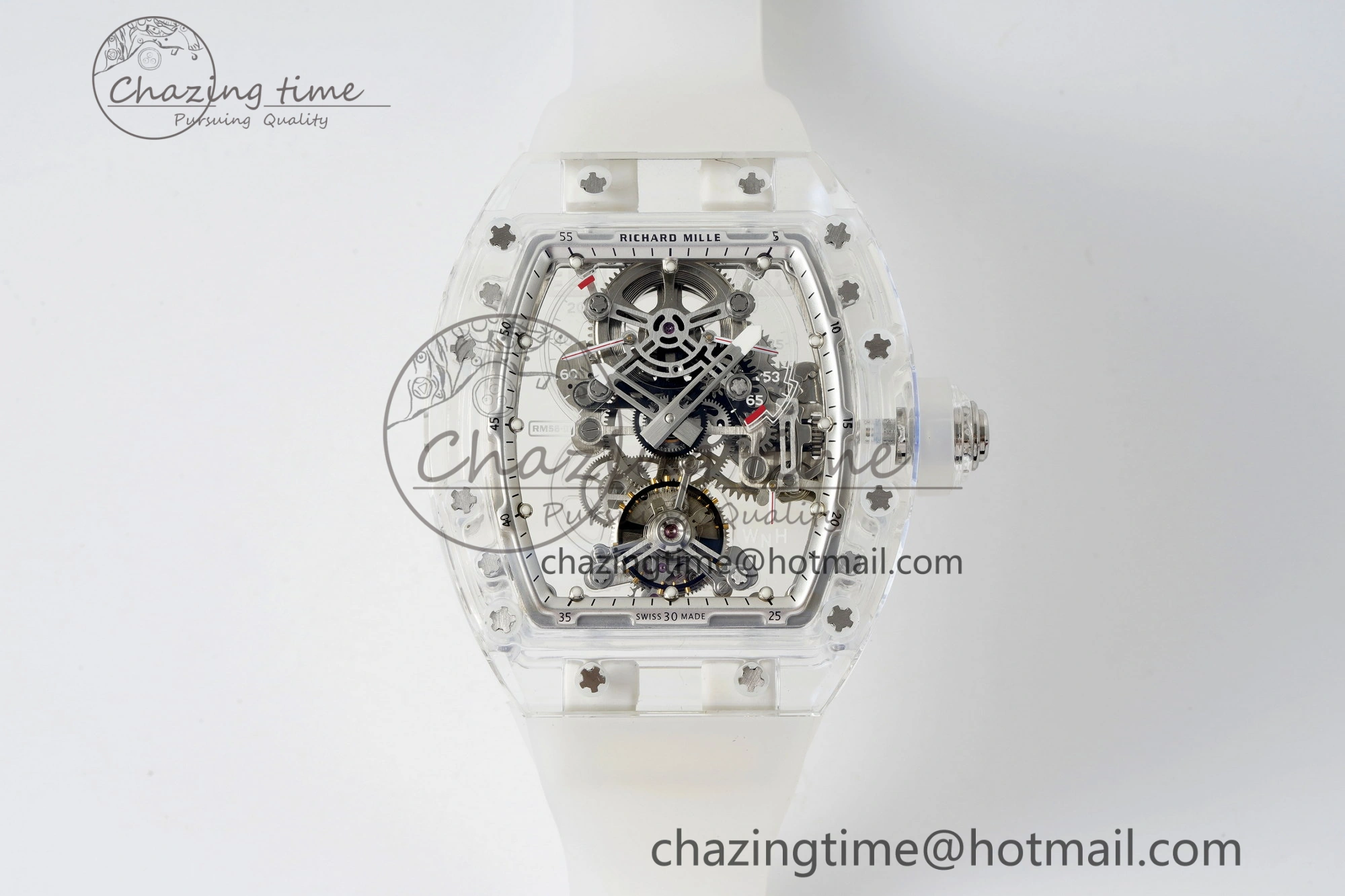 RM56-01 Transparent Tourbillon RMF Best Edition Skeleton Dial on Transparent Rubber Strap