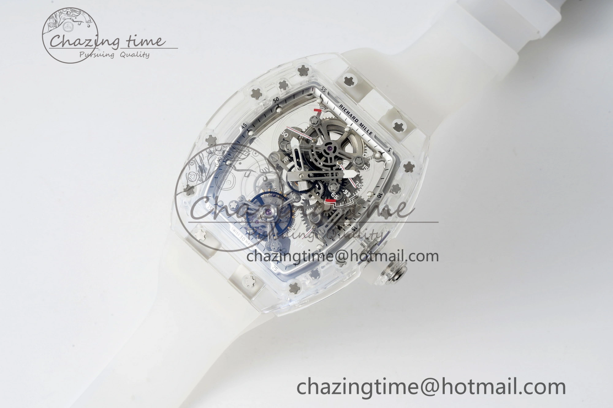 RM56-01 Transparent Tourbillon RMF Best Edition Skeleton Dial on Transparent Rubber Strap