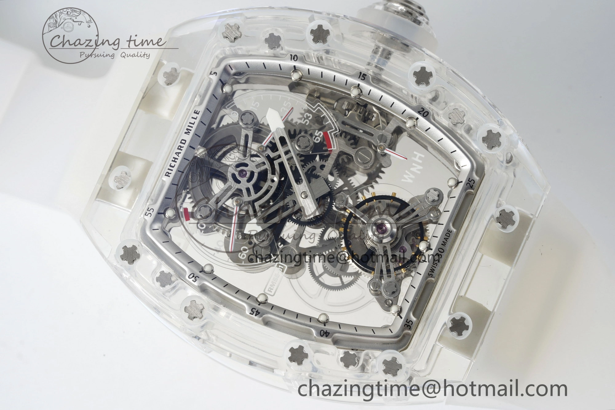 RM56-01 Transparent Tourbillon RMF Best Edition Skeleton Dial on Transparent Rubber Strap