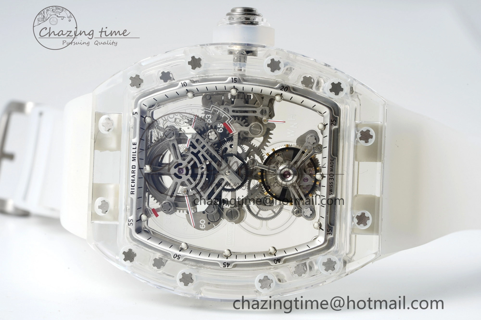 RM56-01 Transparent Tourbillon RMF Best Edition Skeleton Dial on Transparent Rubber Strap