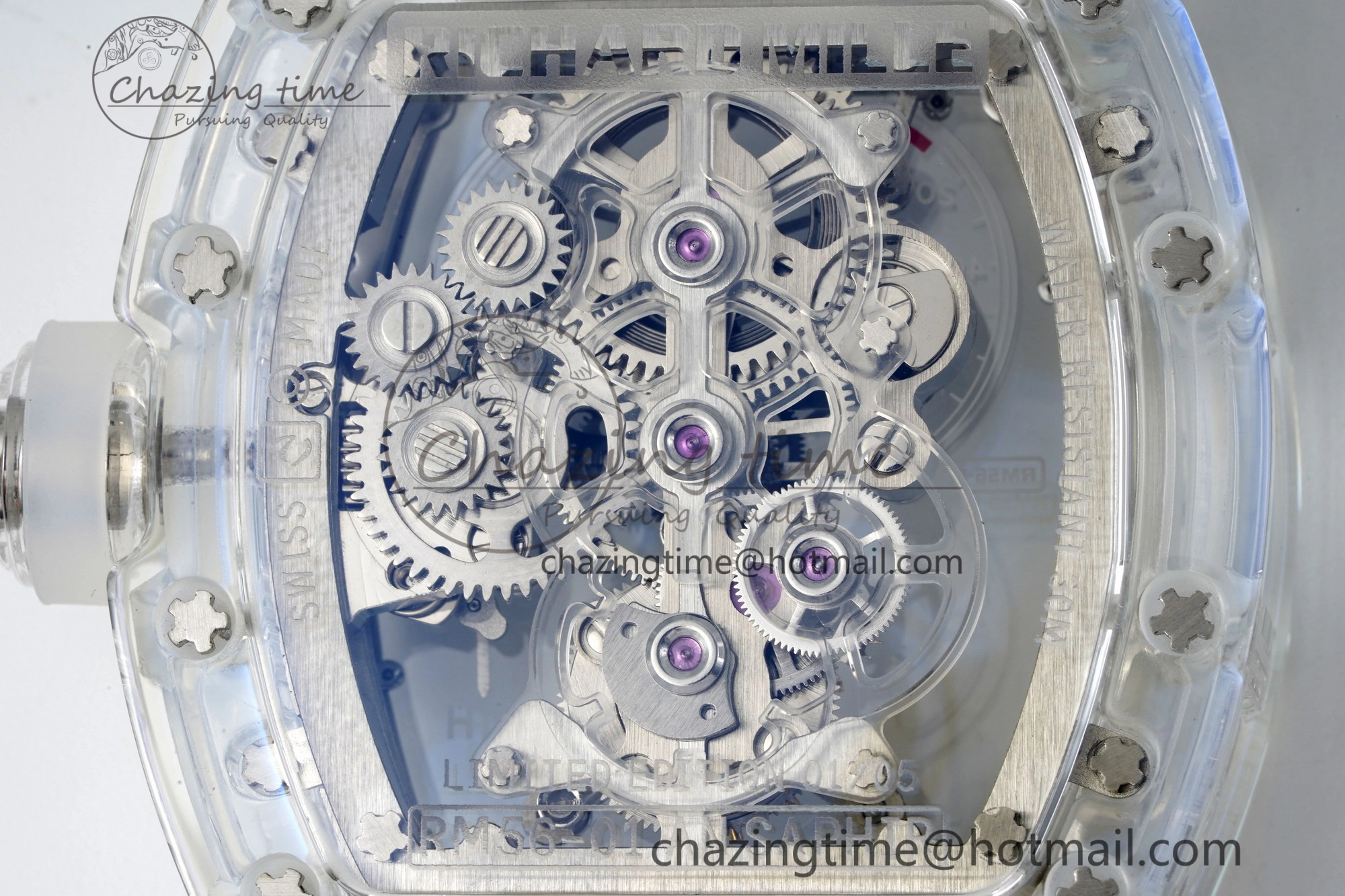 RM56-01 Transparent Tourbillon RMF Best Edition Skeleton Dial on Transparent Rubber Strap