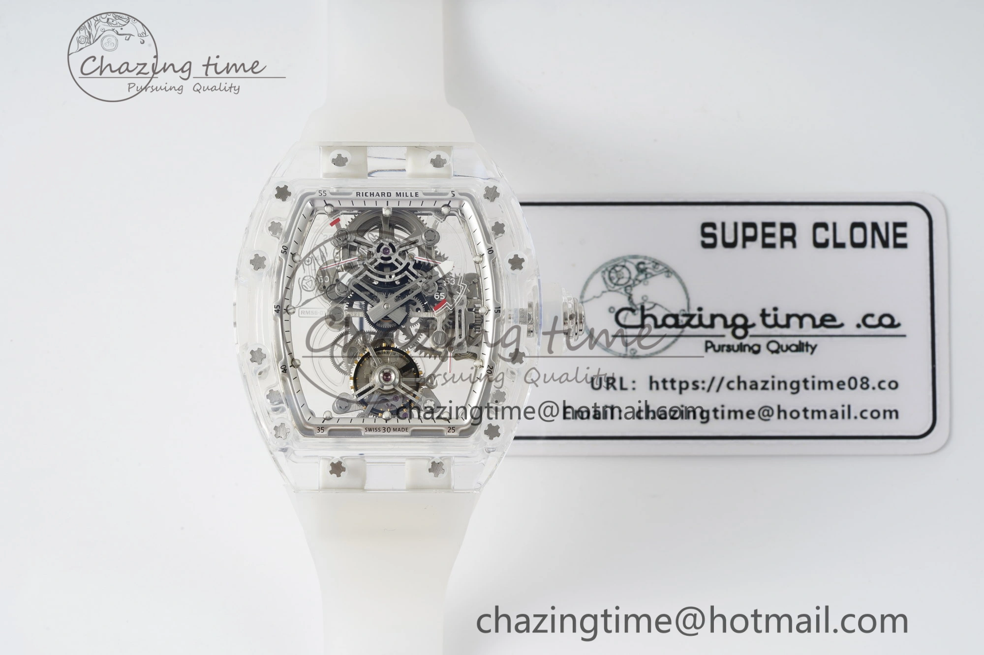 RM56-01 Transparent Tourbillon RMF Best Edition Skeleton Dial on Transparent Rubber Strap