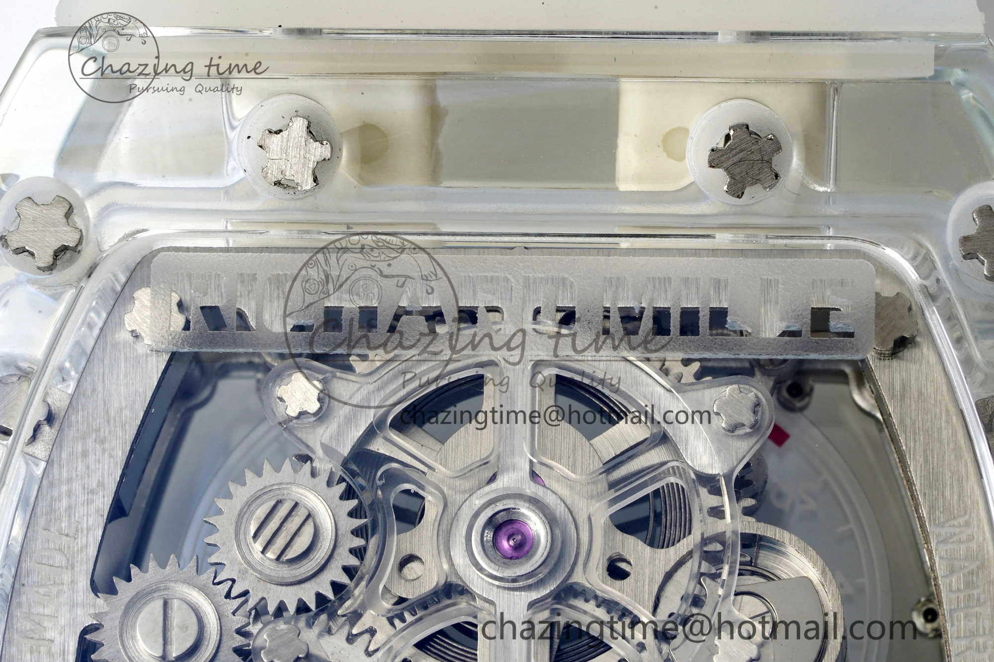 RM56-01 Transparent Tourbillon RMF Best Edition Skeleton Dial on White Rubber Strap
