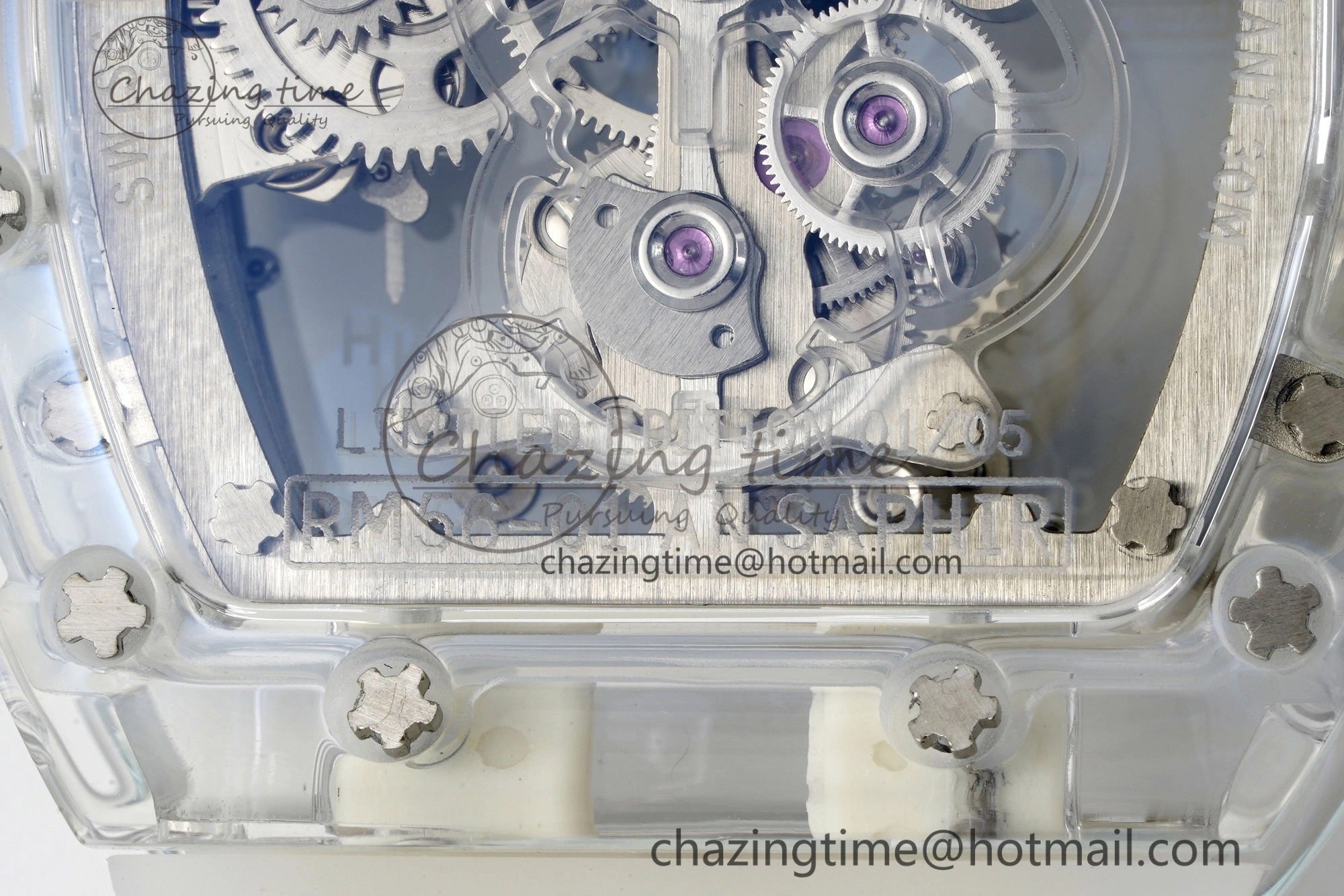 RM56-01 Transparent Tourbillon RMF Best Edition Skeleton Dial on White Rubber Strap