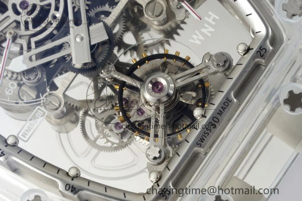 RM56-01 Transparent Tourbillon RMF Best Edition Skeleton Dial on White Rubber Strap