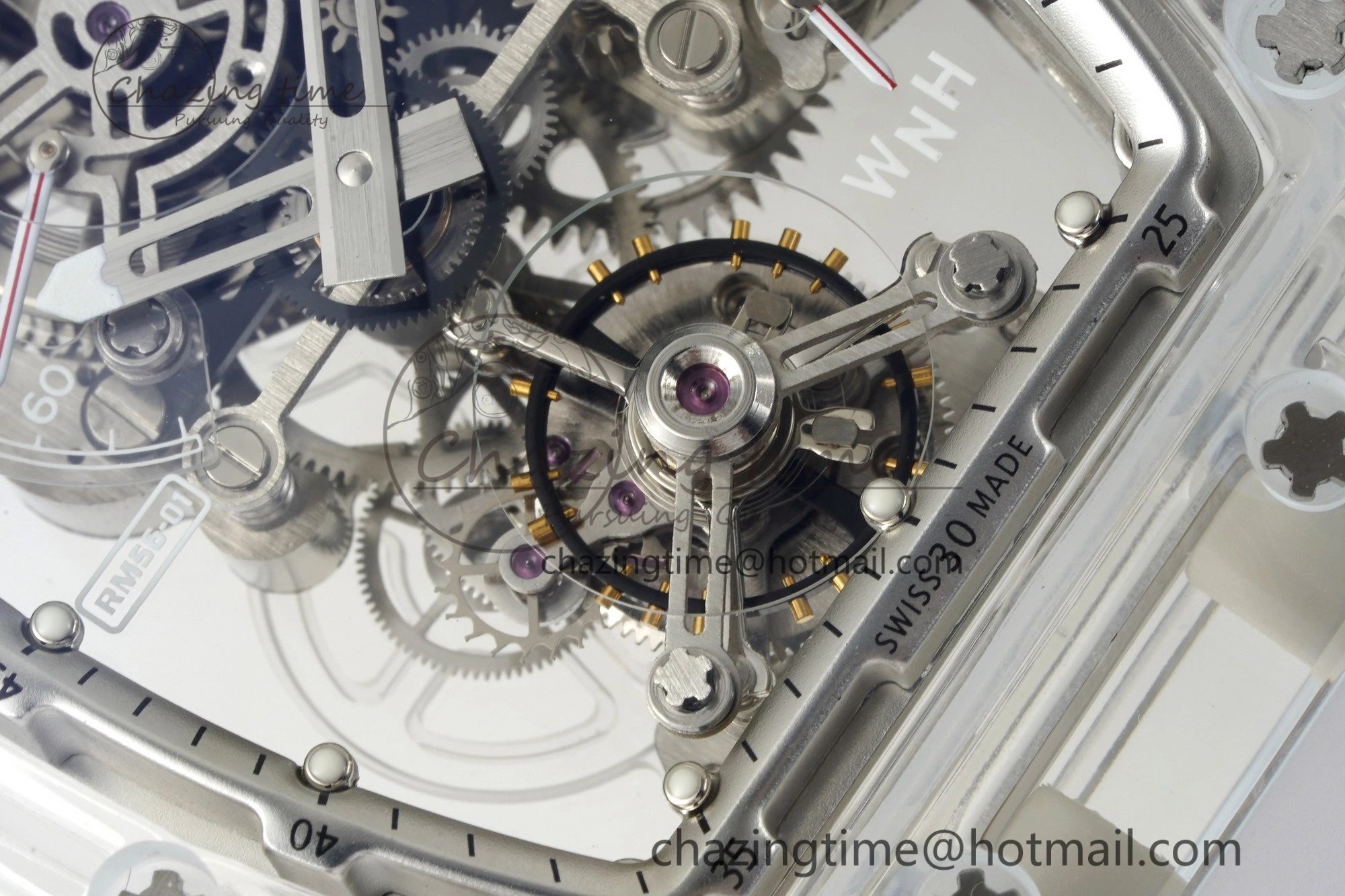 RM56-01 Transparent Tourbillon RMF Best Edition Skeleton Dial on White Rubber Strap