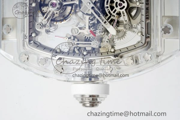 RM56-01 Transparent Tourbillon RMF Best Edition Skeleton Dial on White Rubber Strap