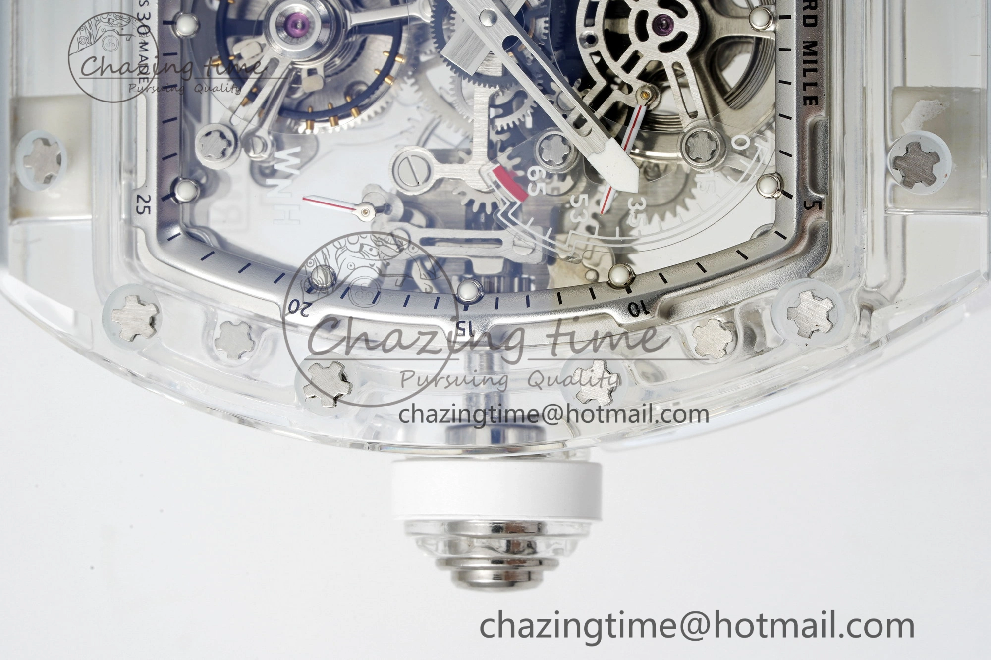 RM56-01 Transparent Tourbillon RMF Best Edition Skeleton Dial on White Rubber Strap