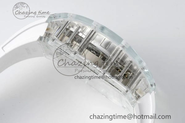 RM56-01 Transparent Tourbillon RMF Best Edition Skeleton Dial on White Rubber Strap