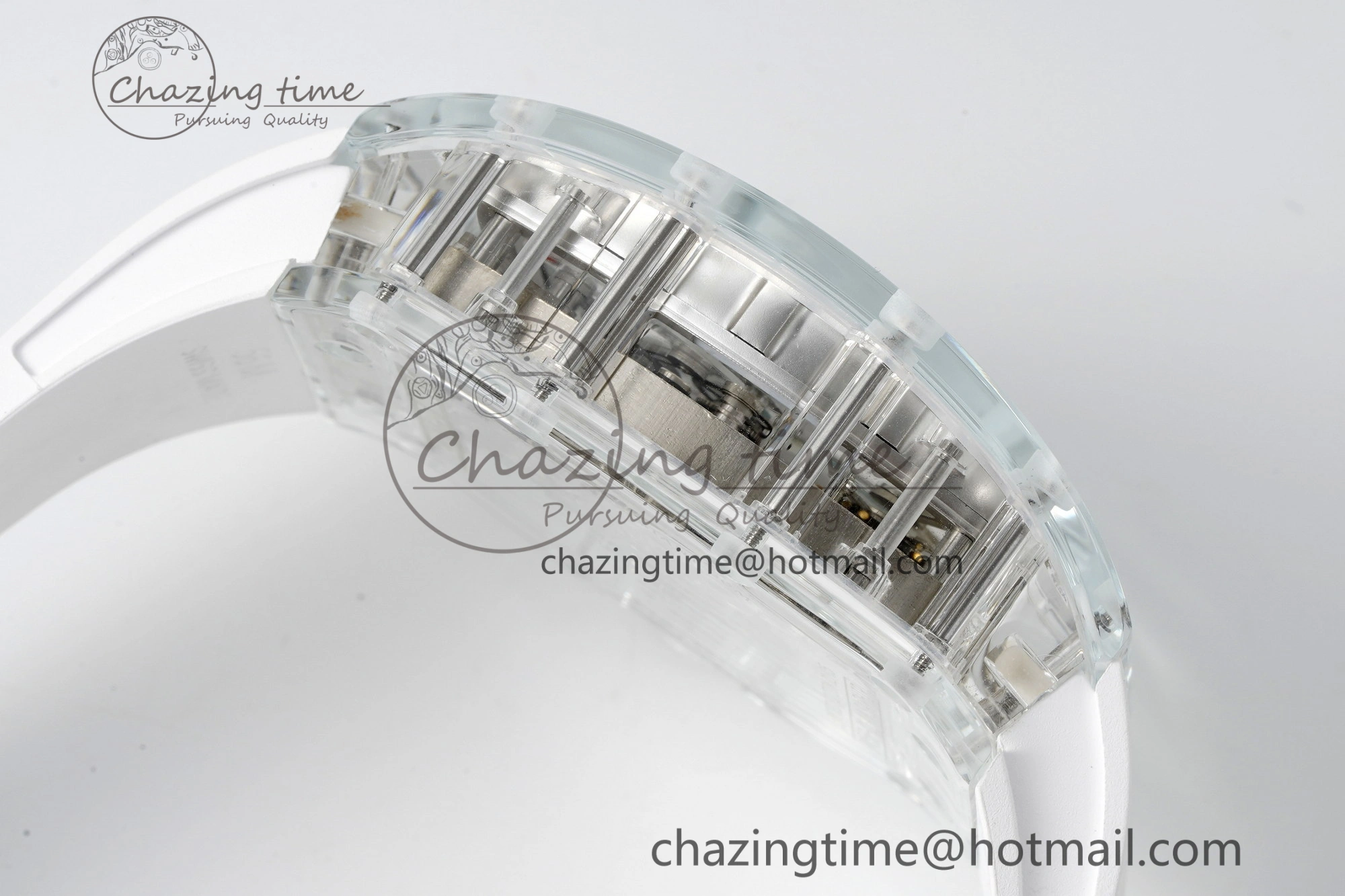 RM56-01 Transparent Tourbillon RMF Best Edition Skeleton Dial on White Rubber Strap
