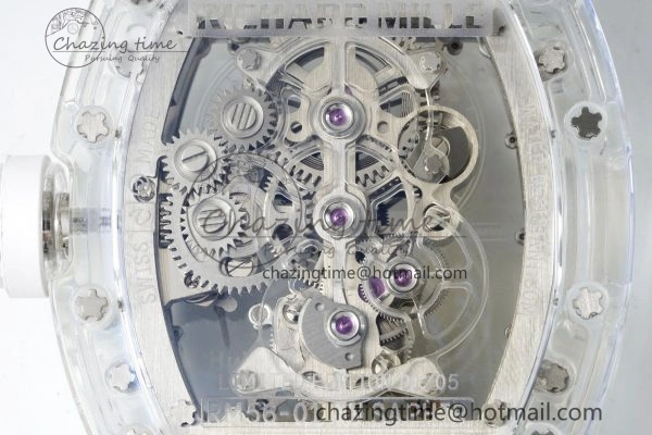 RM56-01 Transparent Tourbillon RMF Best Edition Skeleton Dial on White Rubber Strap