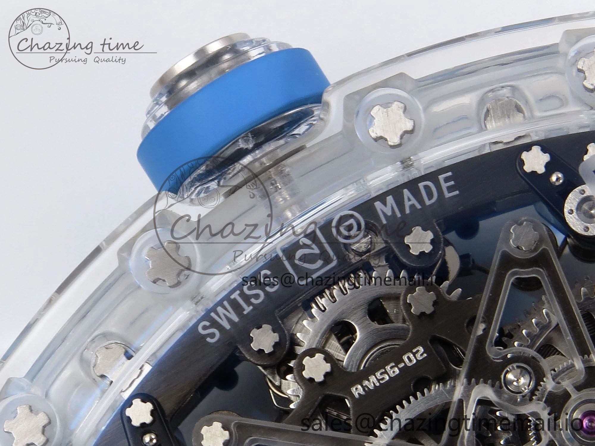 RM56-02 Transparent Tourbillon RMF Best Edition Skeleton Blue Dial on Blue Rubber Strap