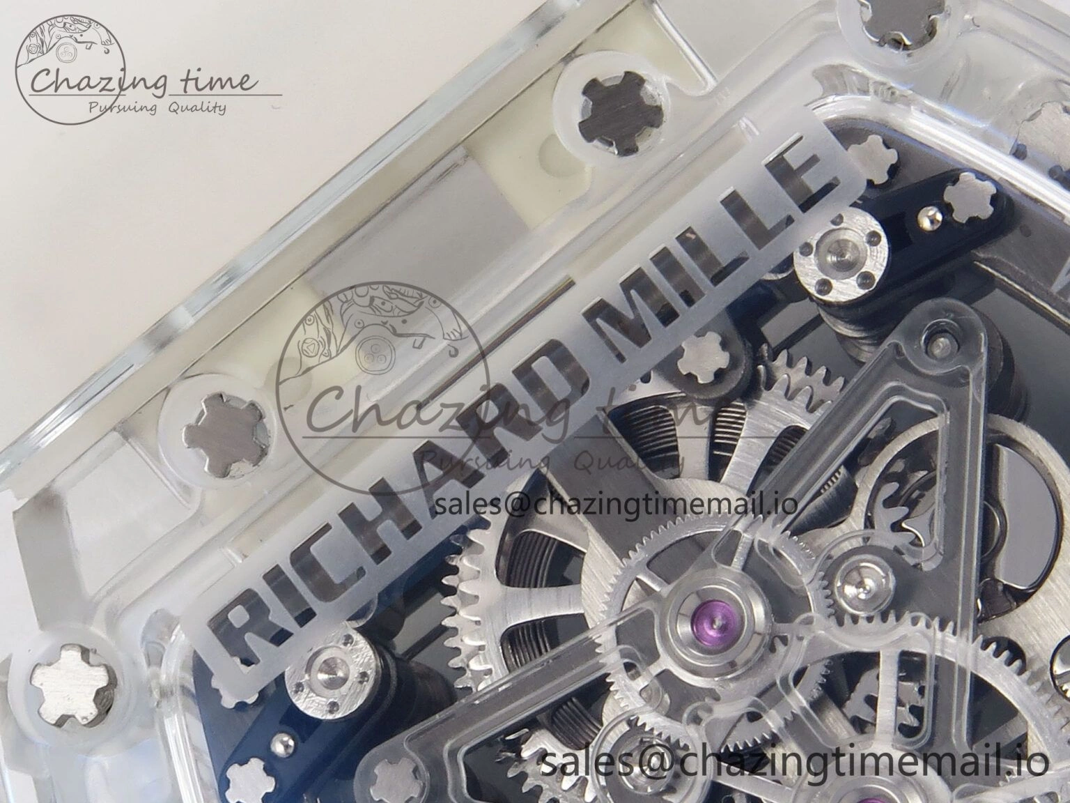 RM56-02 Transparent Tourbillon RMF Best Edition Skeleton Blue Dial on Transparent Rubber Strap
