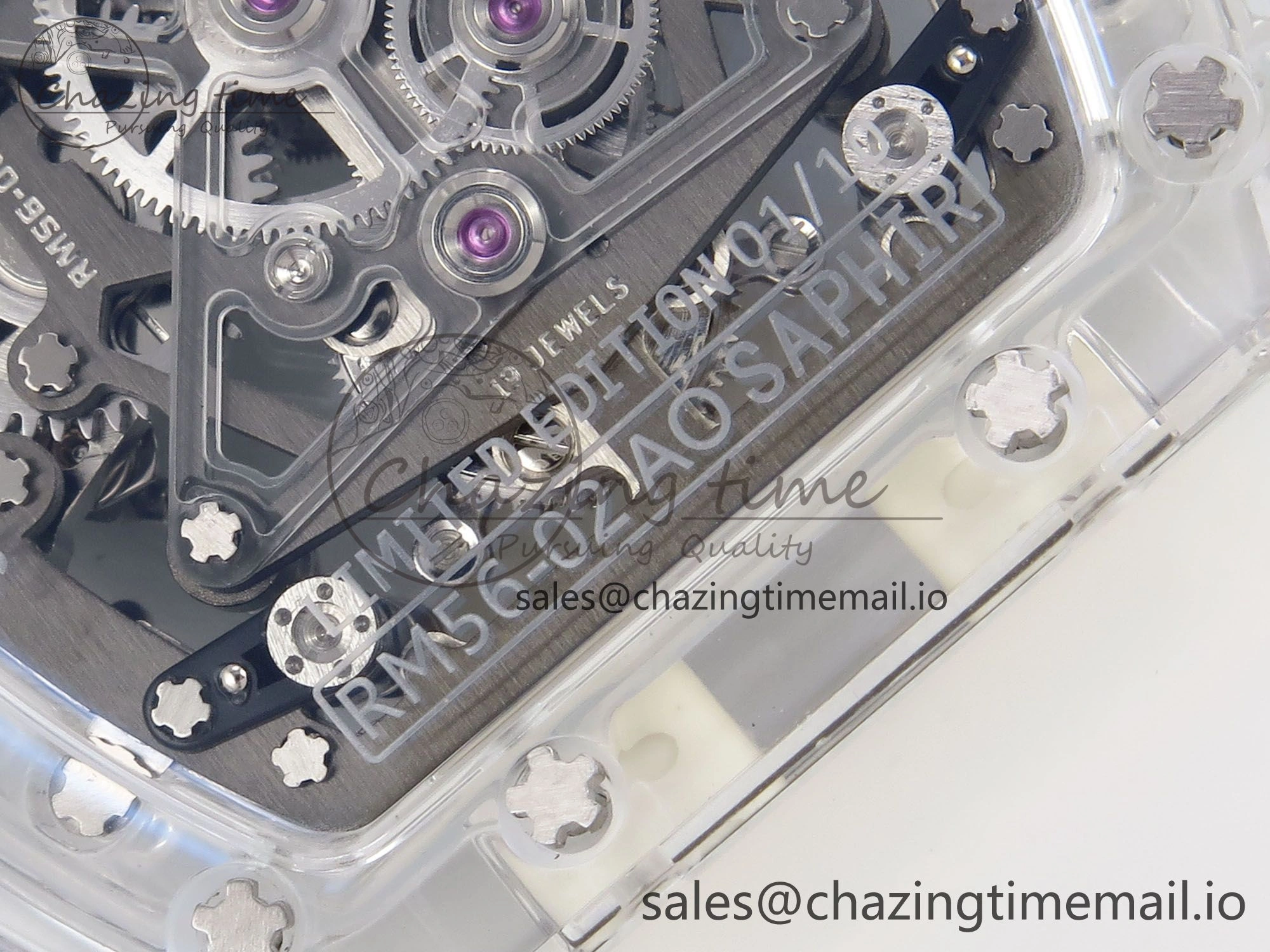 RM56-02 Transparent Tourbillon RMF Best Edition Skeleton Blue Dial on Transparent Rubber Strap