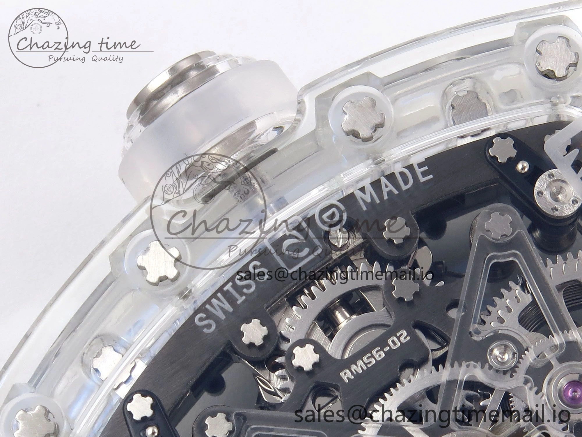 RM56-02 Transparent Tourbillon RMF Best Edition Skeleton Blue Dial on Transparent Rubber Strap