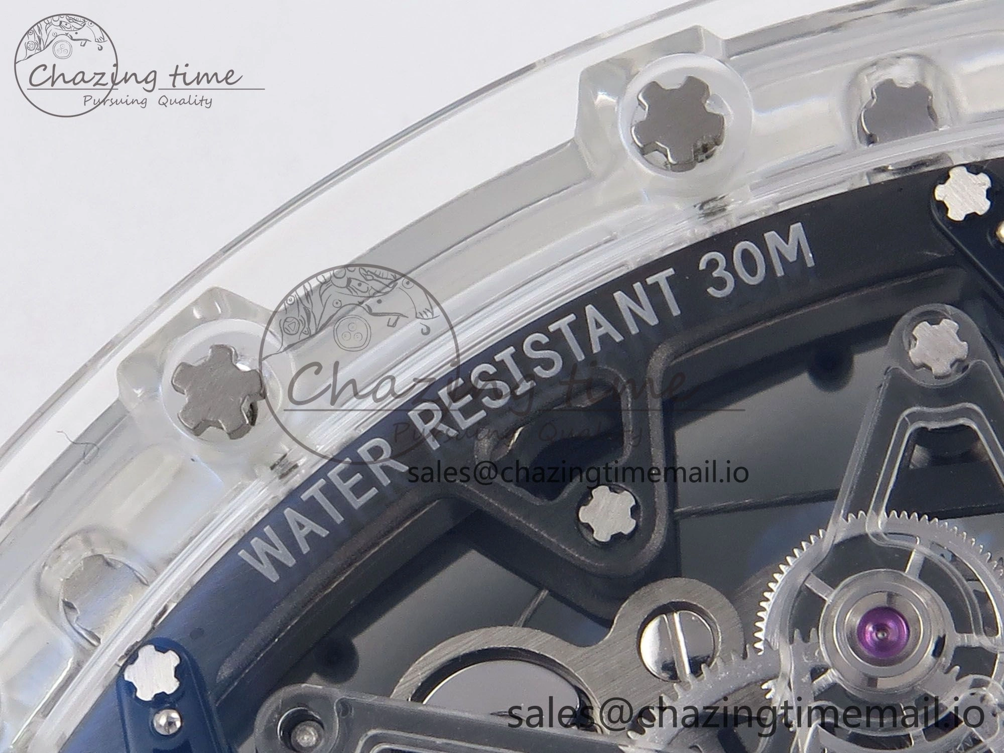 RM56-02 Transparent Tourbillon RMF Best Edition Skeleton Blue Dial on Transparent Rubber Strap