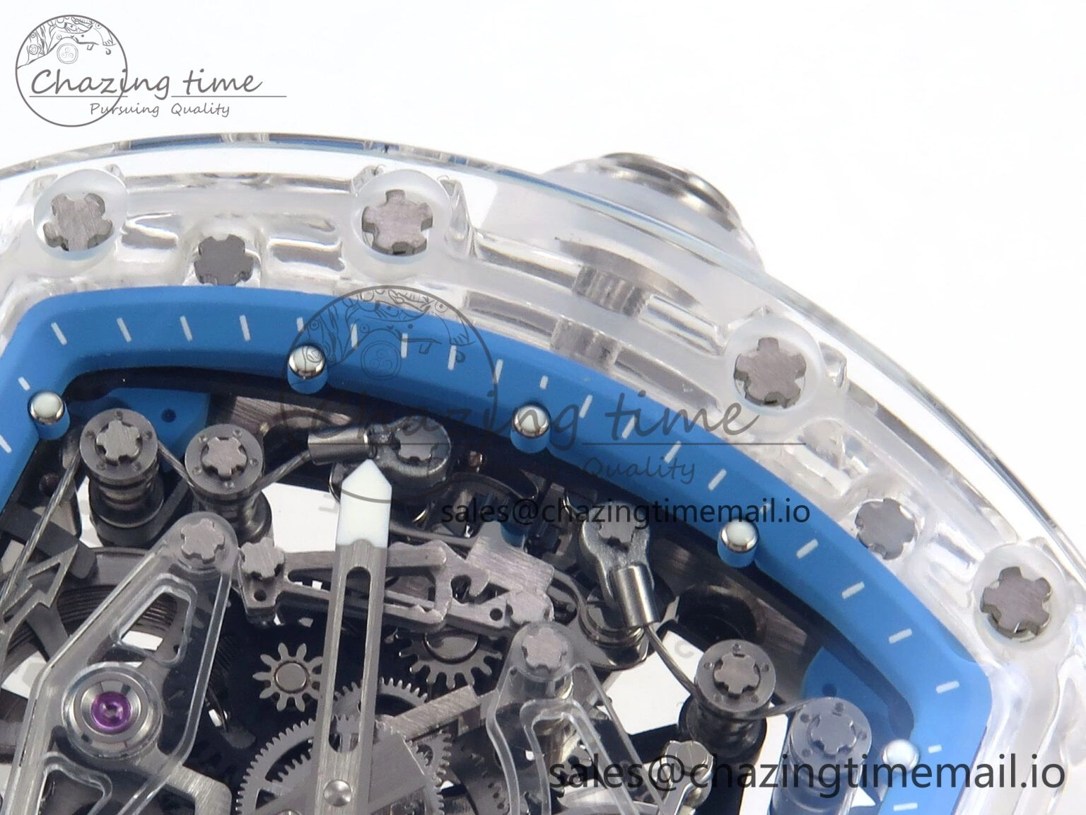 RM56-02 Transparent Tourbillon RMF Best Edition Skeleton Blue Dial on Transparent Rubber Strap