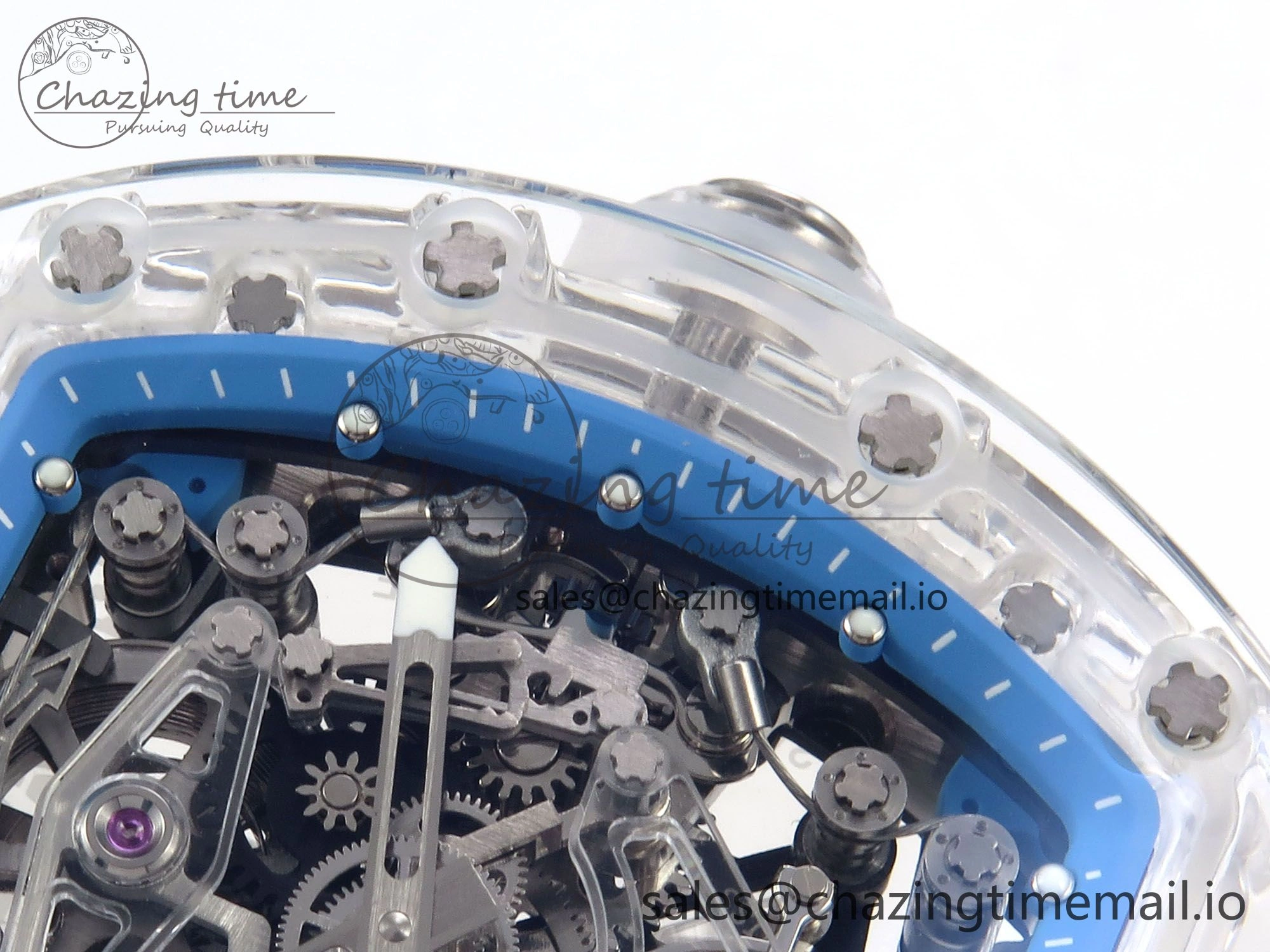 RM56-02 Transparent Tourbillon RMF Best Edition Skeleton Blue Dial on Transparent Rubber Strap