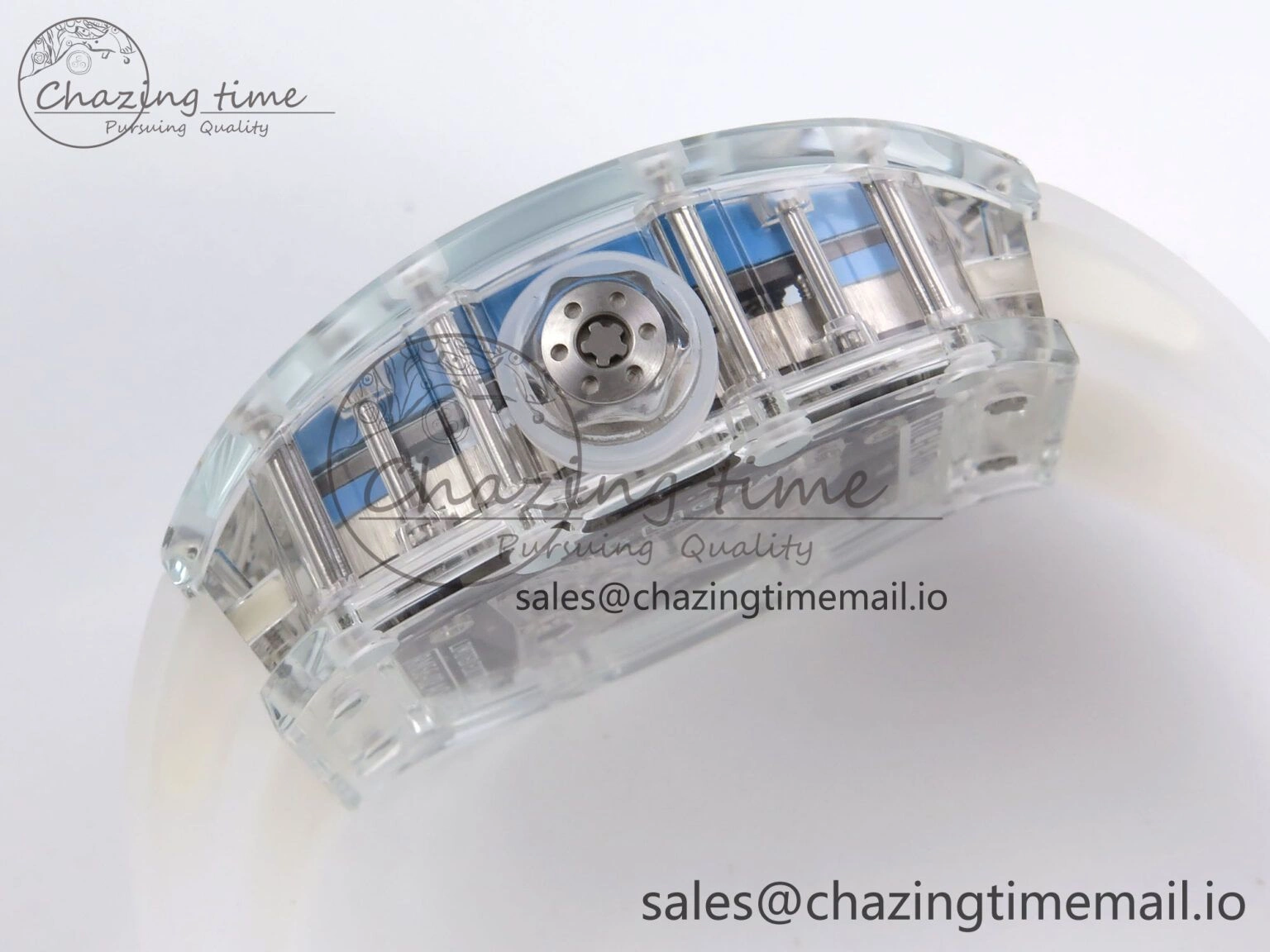RM56-02 Transparent Tourbillon RMF Best Edition Skeleton Blue Dial on Transparent Rubber Strap
