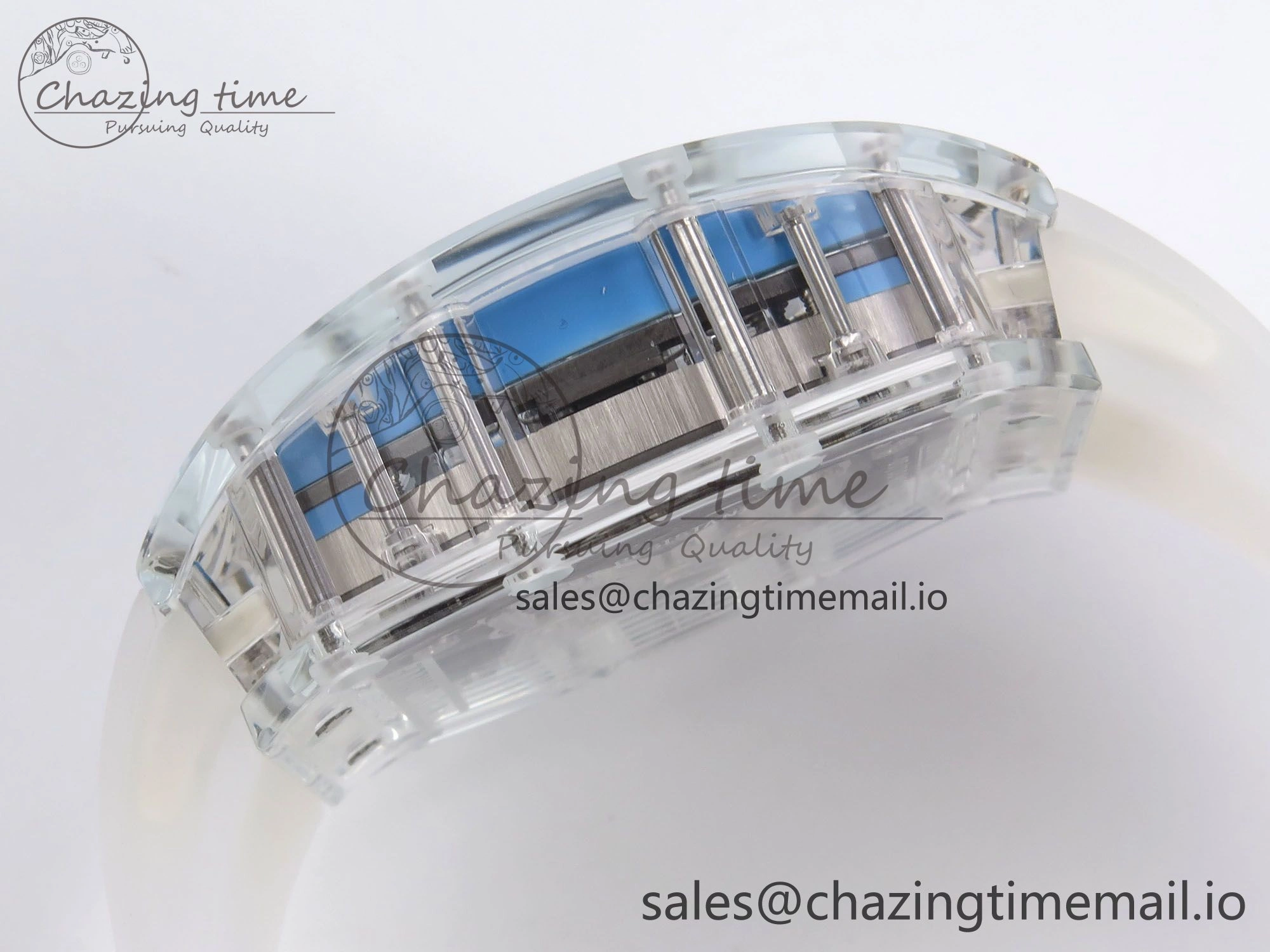 RM56-02 Transparent Tourbillon RMF Best Edition Skeleton Blue Dial on Transparent Rubber Strap