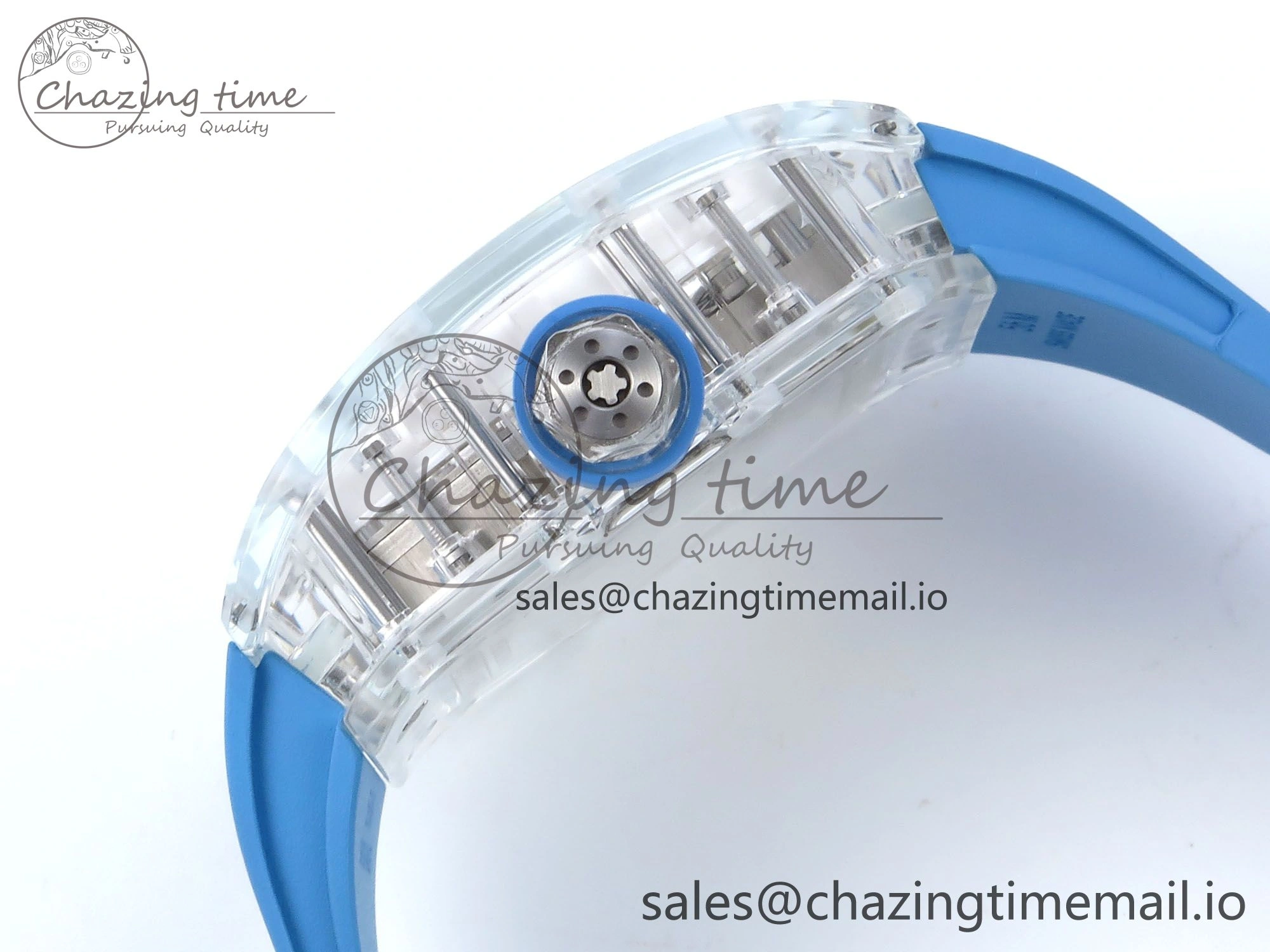 RM56-02 Transparent Tourbillon RMF Best Edition Skeleton Dial Blue Hands on Blue Rubber Strap