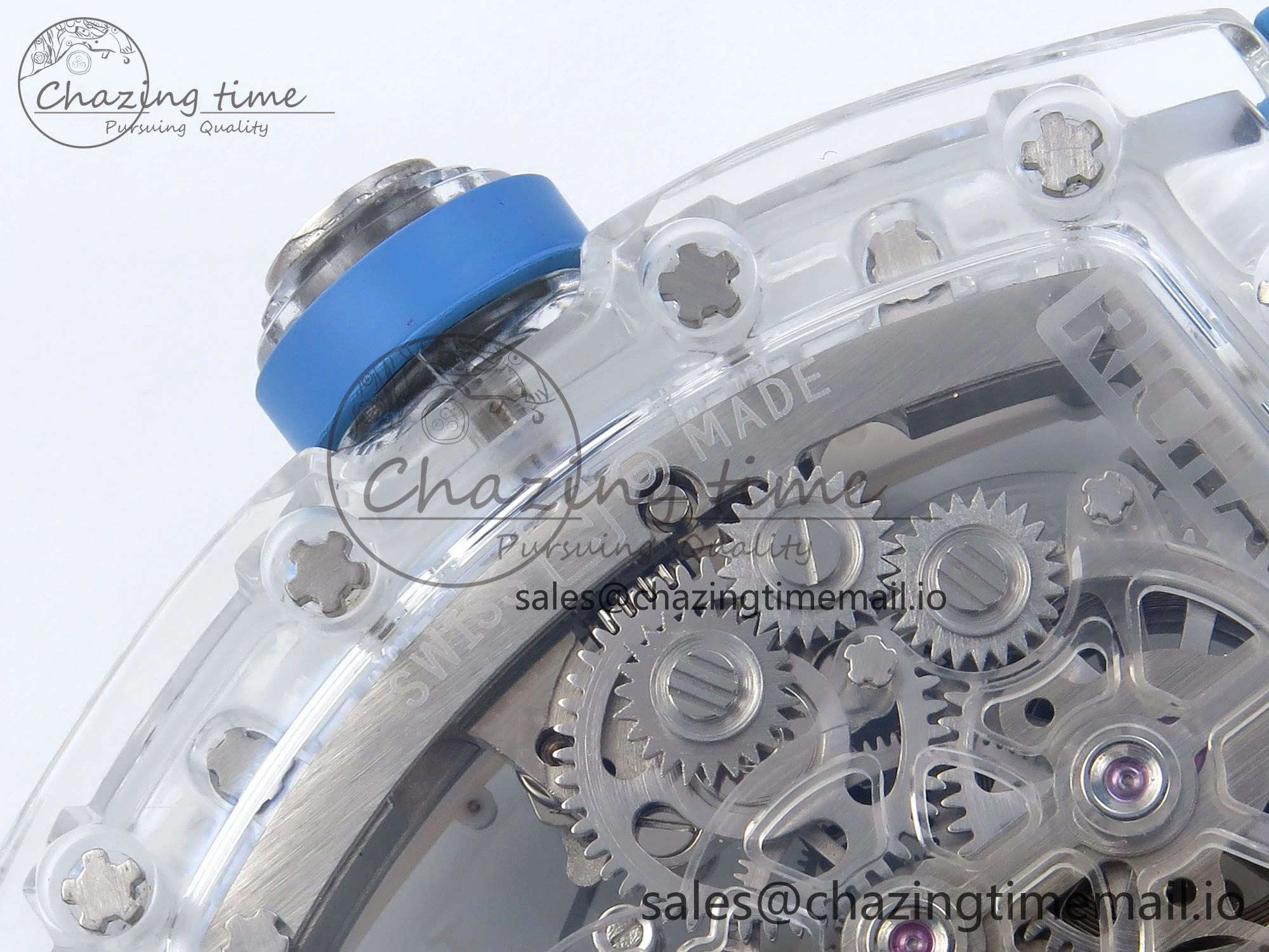 RM56-02 Transparent Tourbillon RMF Best Edition Skeleton Dial Blue Hands on Blue Rubber Strap