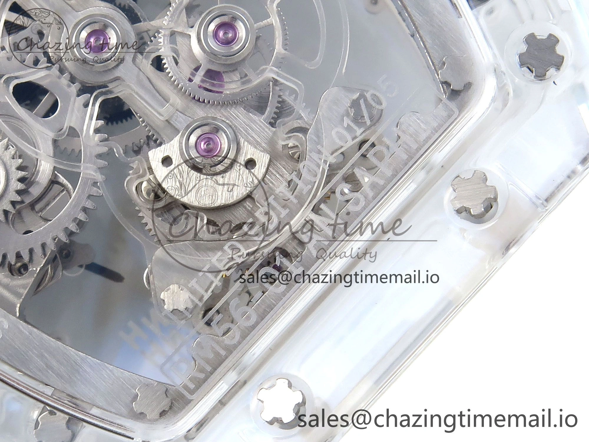 RM56-02 Transparent Tourbillon RMF Best Edition Skeleton Dial Blue Hands on White Rubber Strap