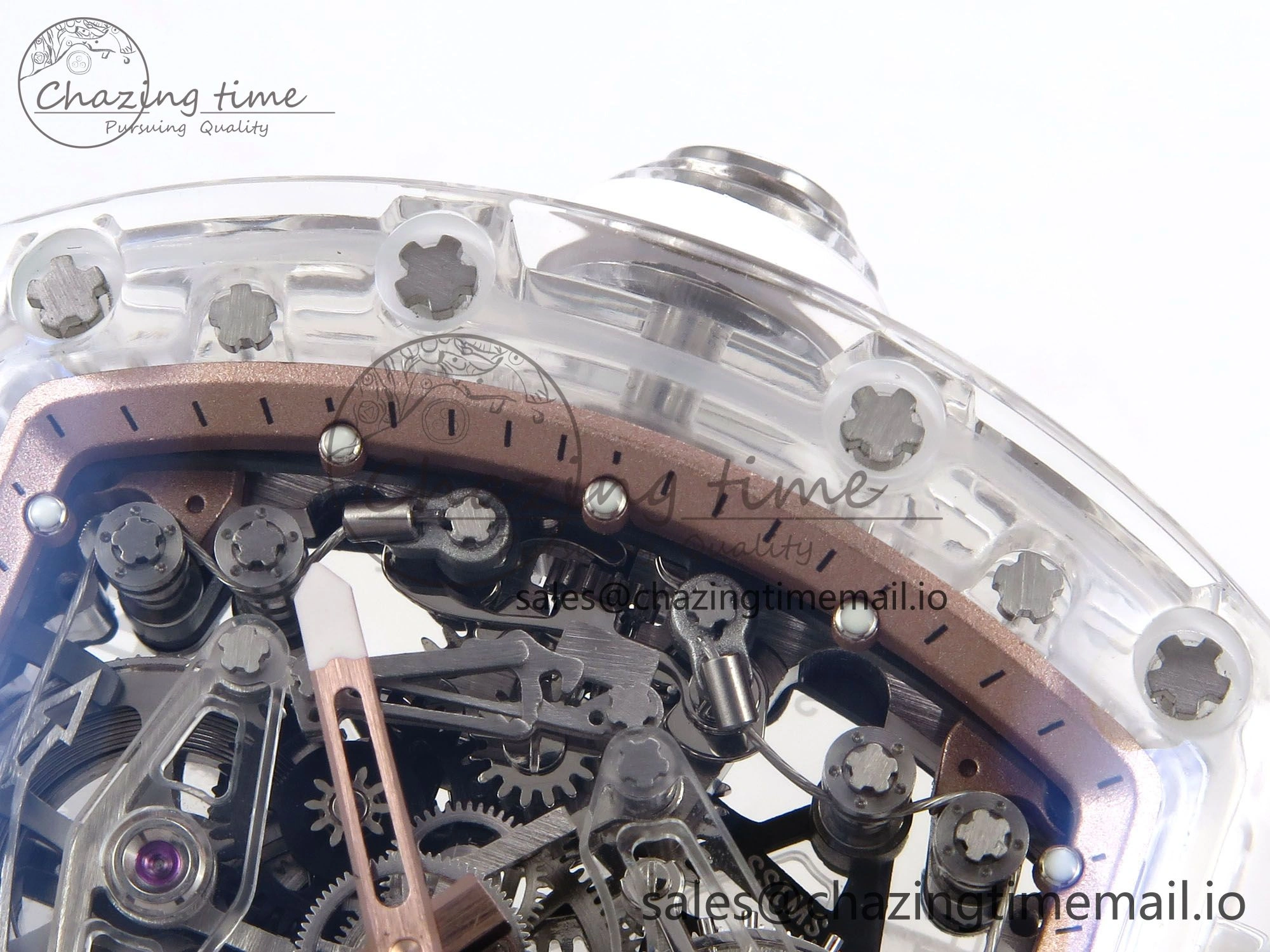 RM56-02 Transparent Tourbillon RMF Best Edition Skeleton Gold Dial on White Rubber Strap