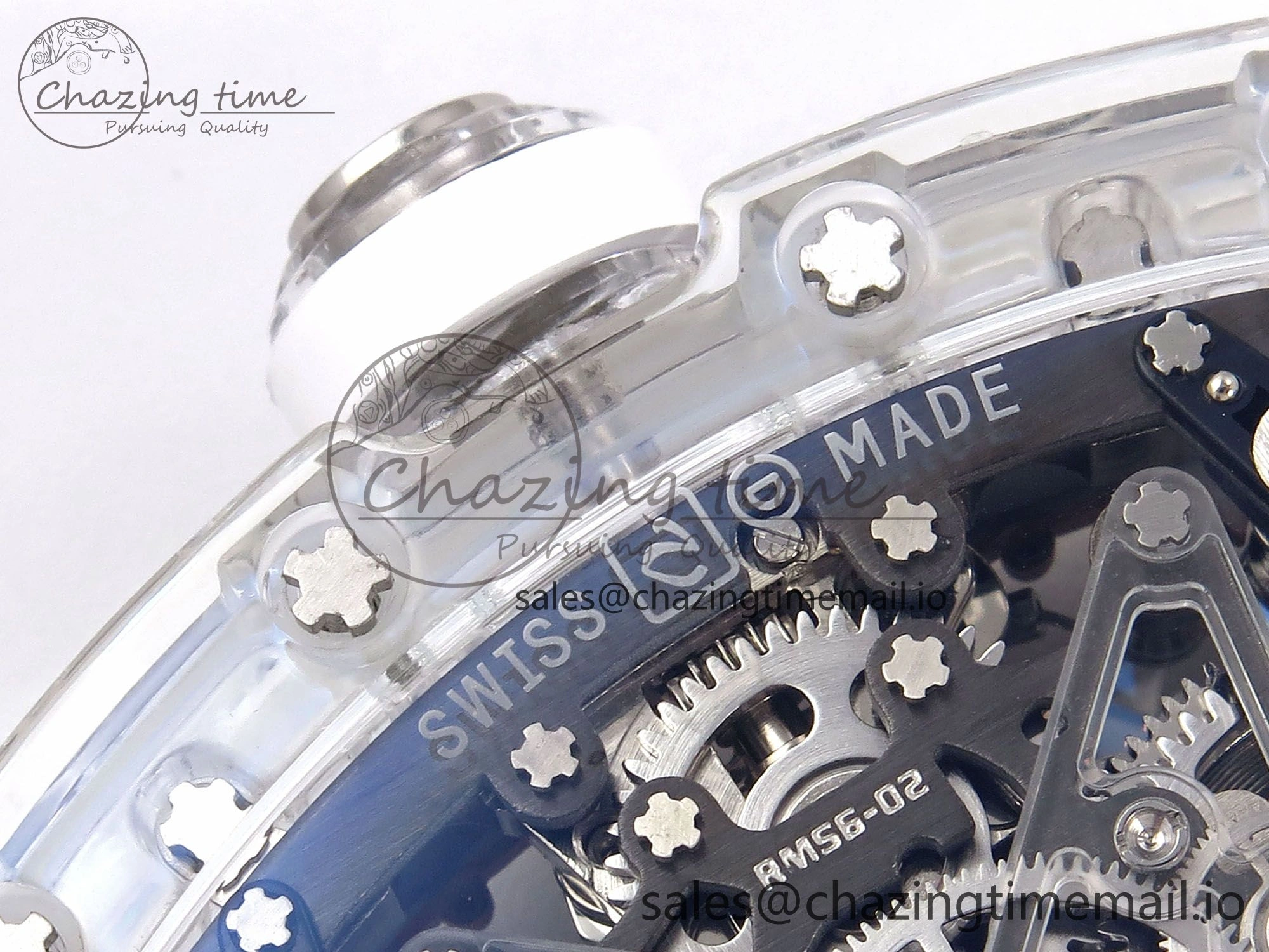 RM56-02 Transparent Tourbillon RMF Best Edition Skeleton Gold Dial on White Rubber Strap