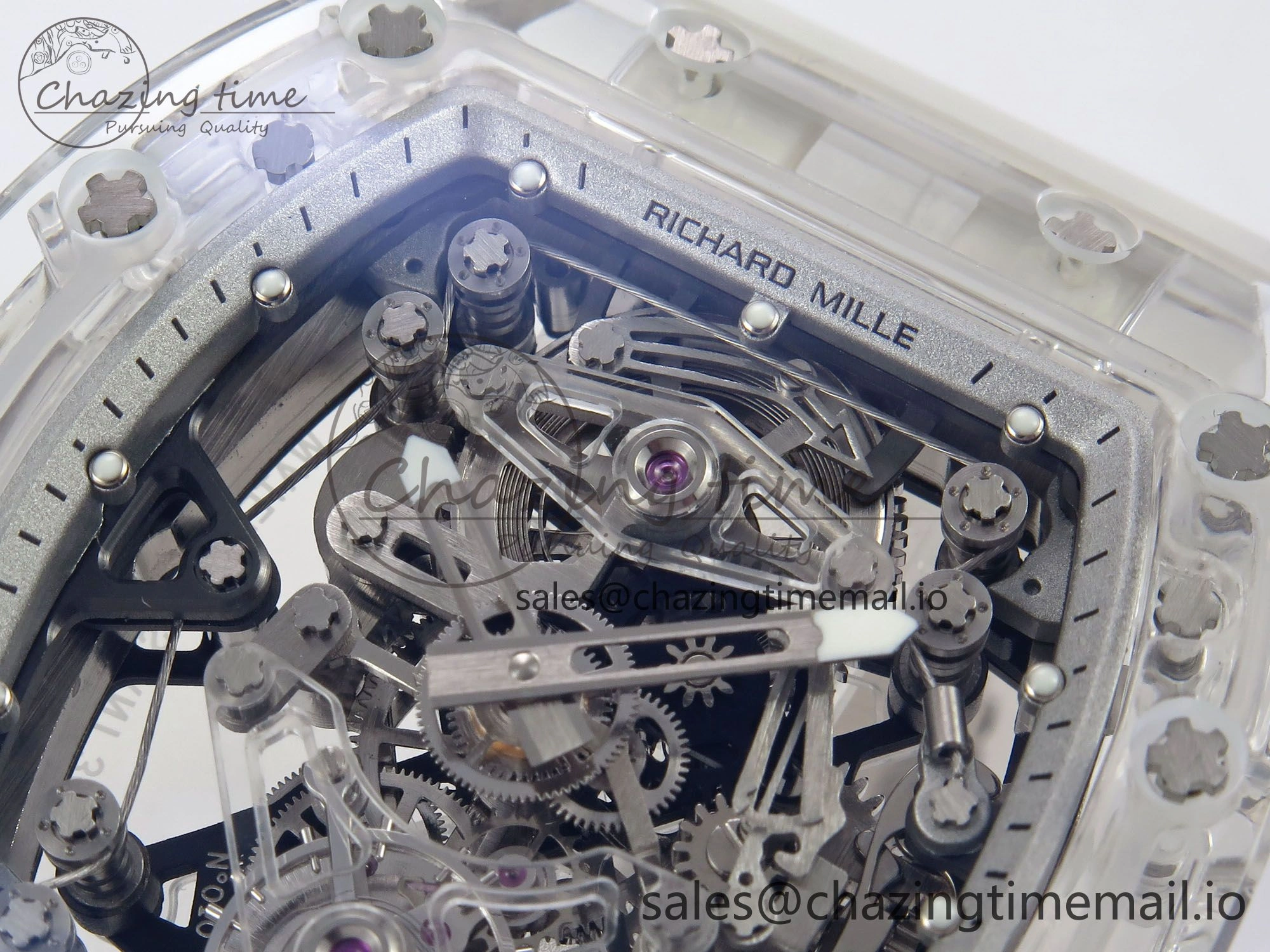 RM56-02 Transparent Tourbillon RMF Best Edition Skeleton White Dial on Transparent Rubber Strap